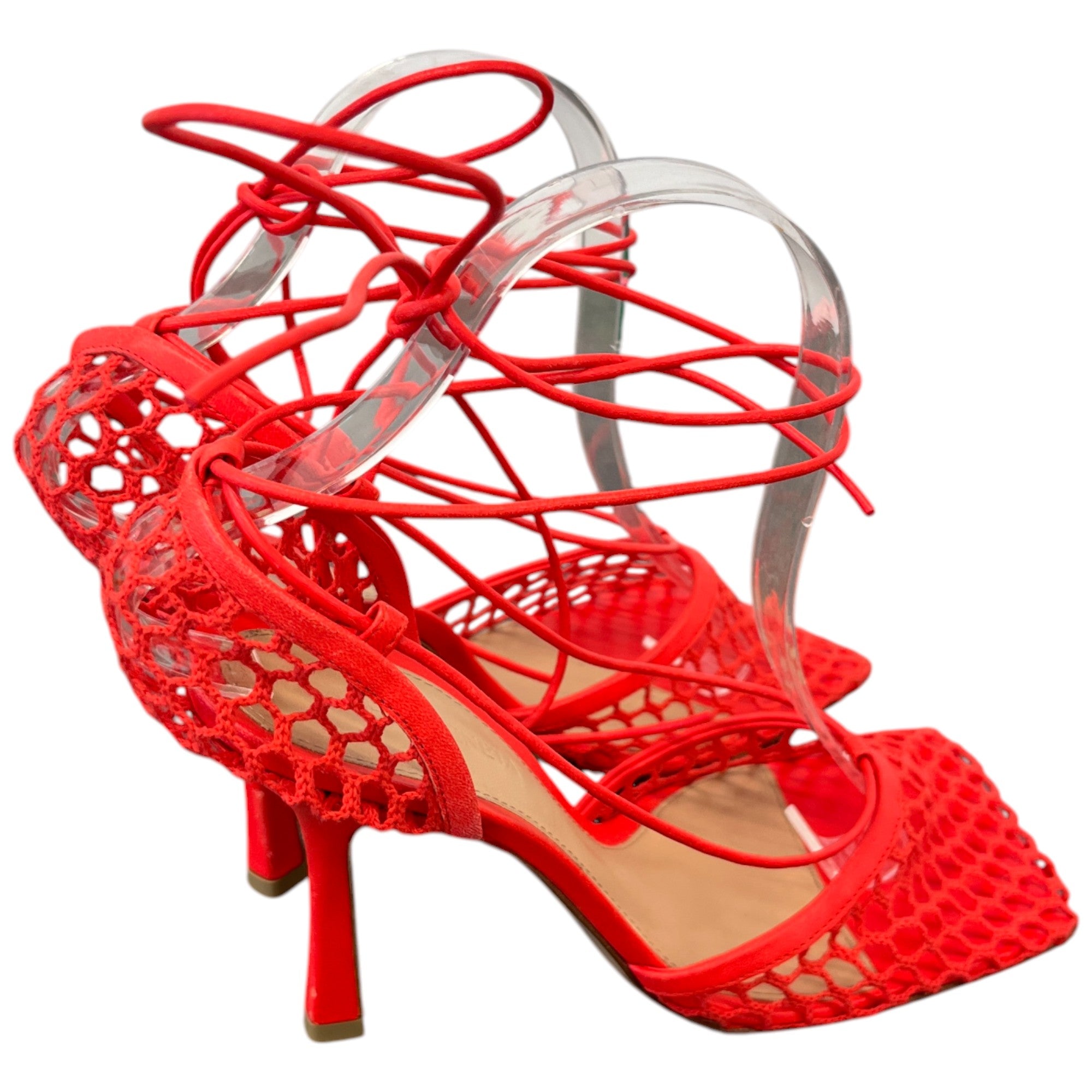 Women's Stretch Wraparound Mesh Courts Heels Red Size EU 38 / UK 5