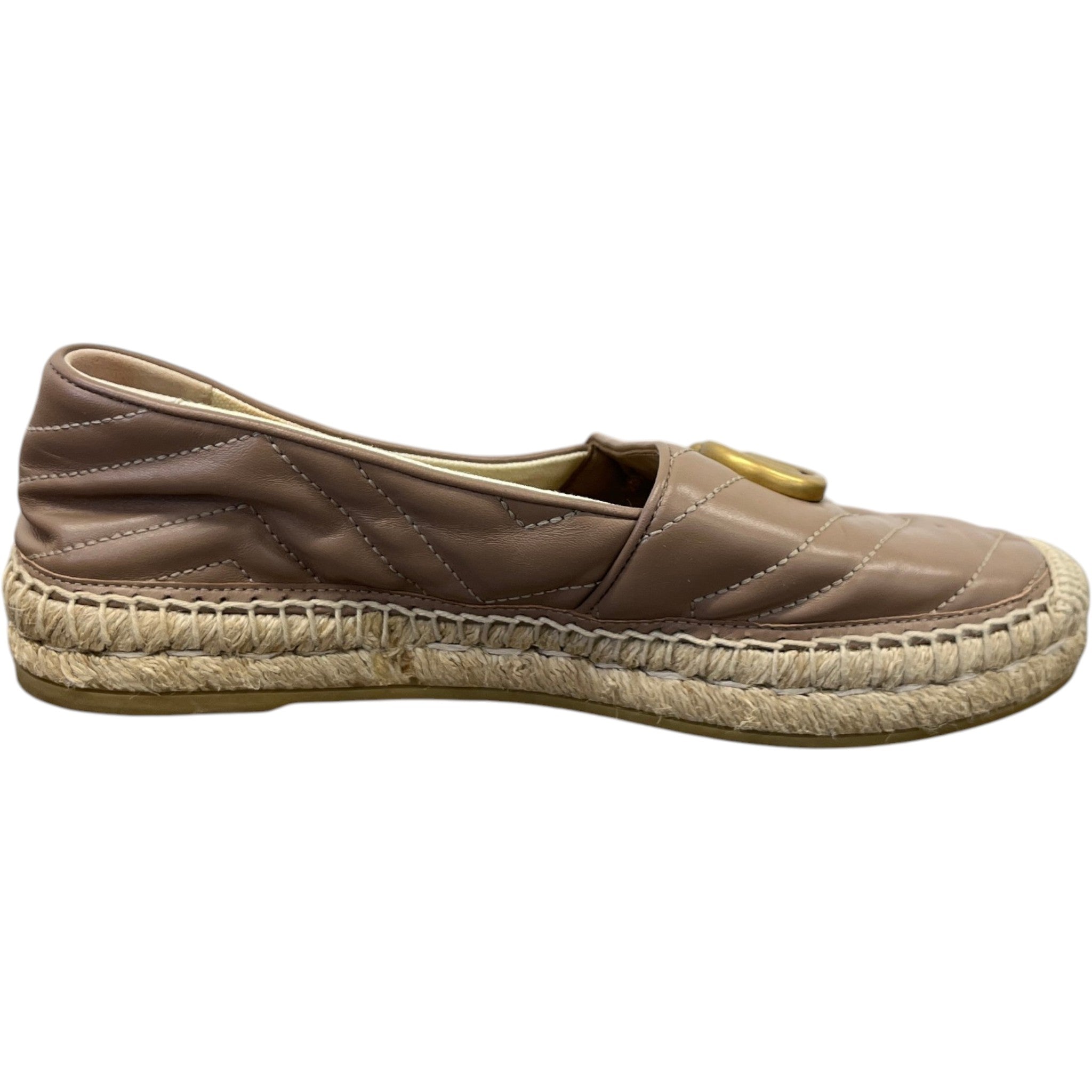 Women's Gg Marmont Matelassé Chevron Espadrilles Loafers Nude Size EU 37 / UK 4