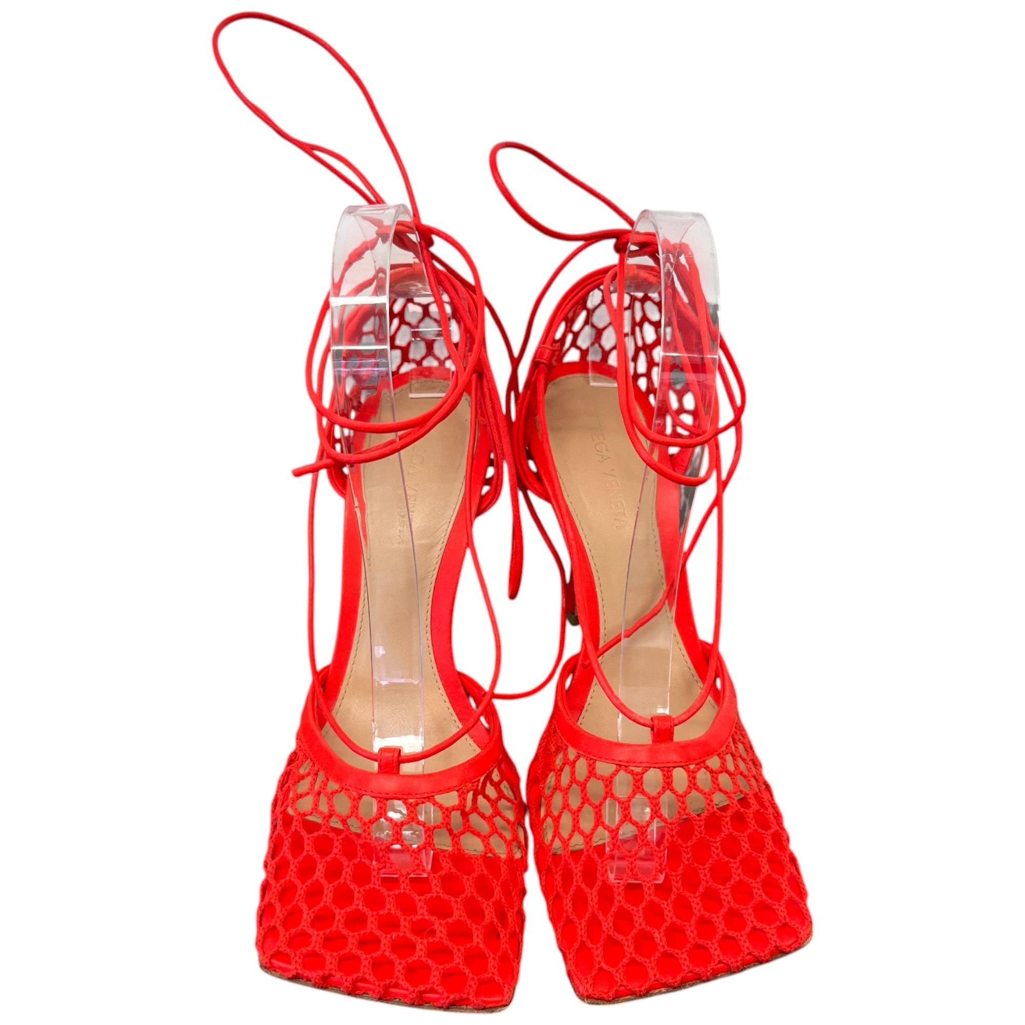 Women's Stretch Wraparound Mesh Courts Heels Red Size EU 38 / UK 5