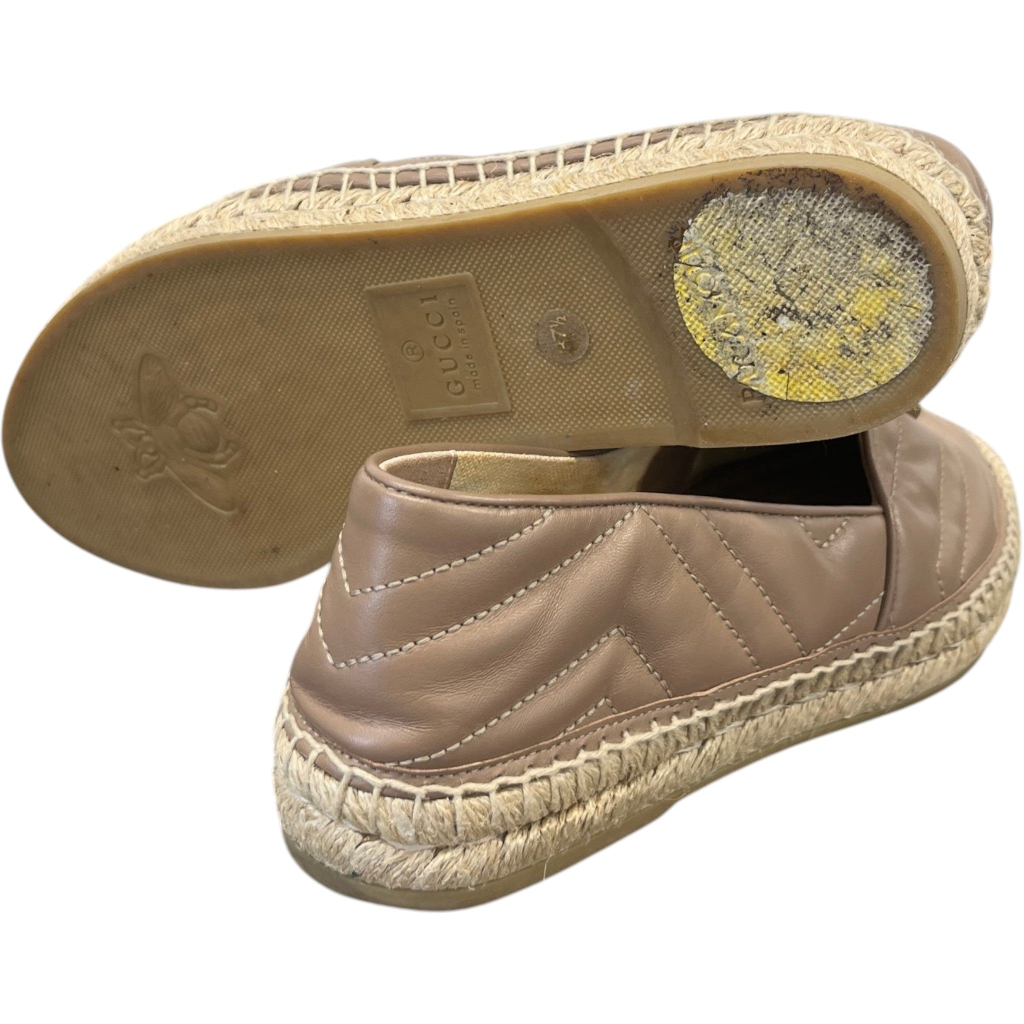 Women's Gg Marmont Matelassé Chevron Espadrilles Loafers Nude Size EU 37 / UK 4