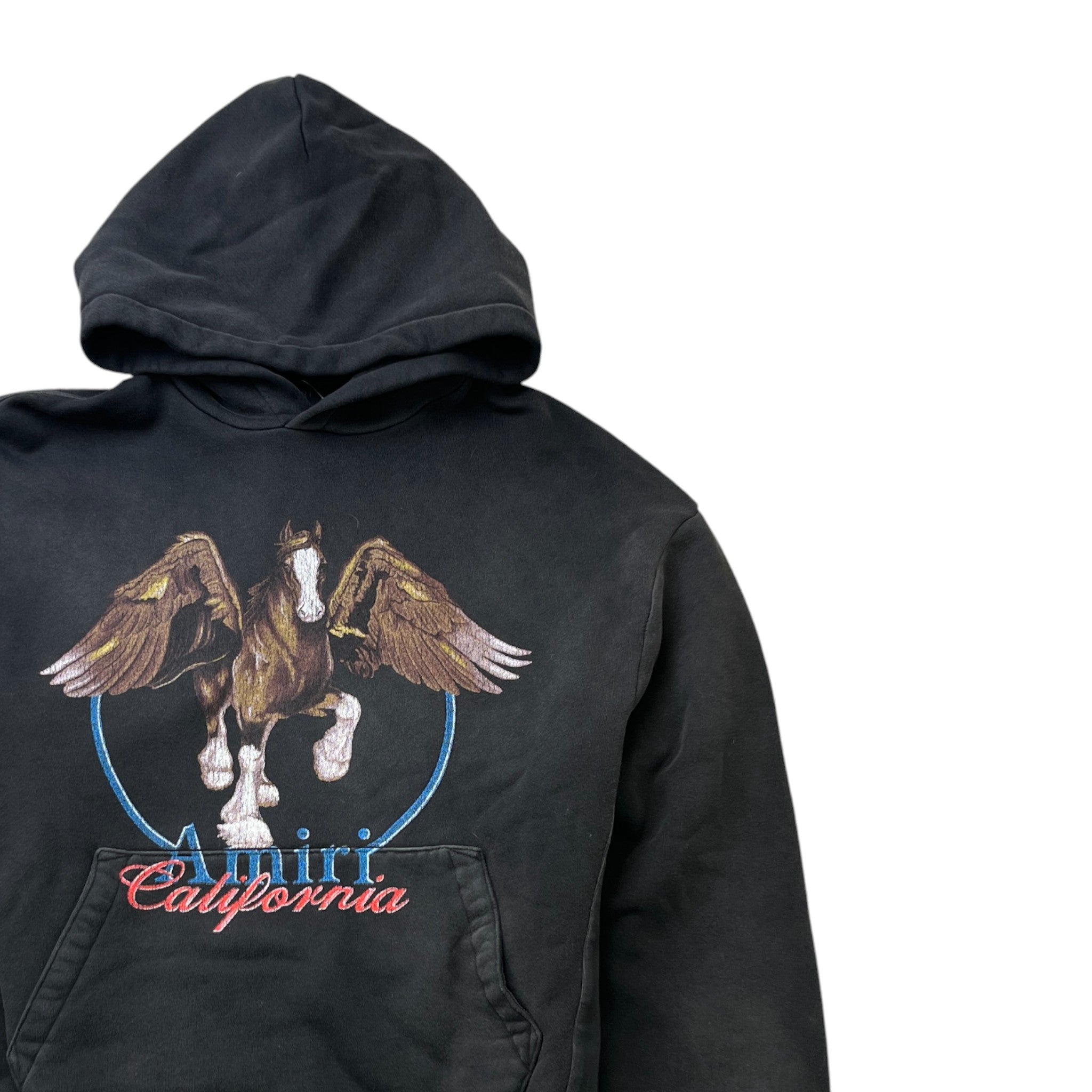 Men's Vintage Wash Pegasus Hoodie Black Size S