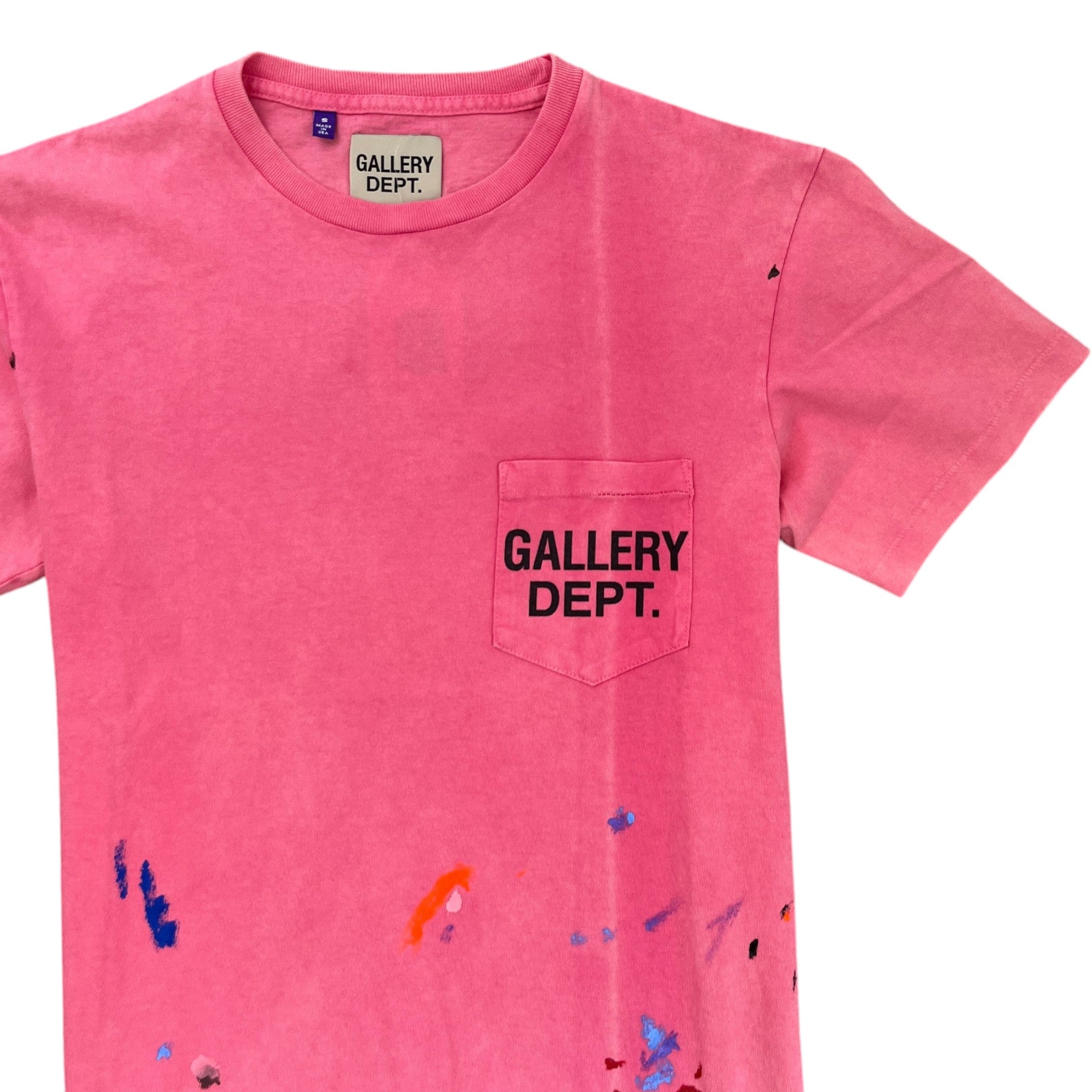 Men's Vintage Logo Painted T-Shirt Pink Size S