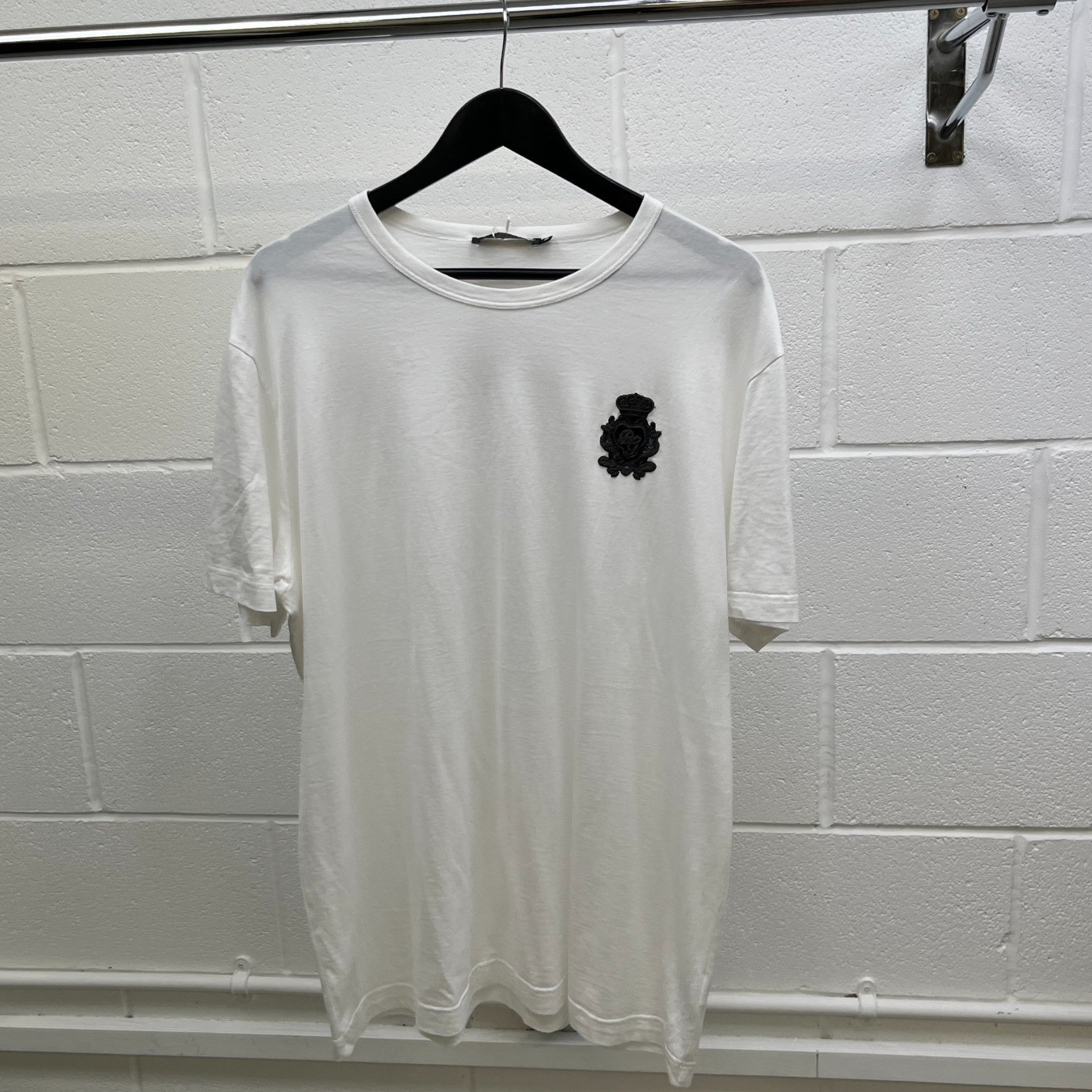 Men's Embroidered Crown Logo T-Shirt White Size XXXL