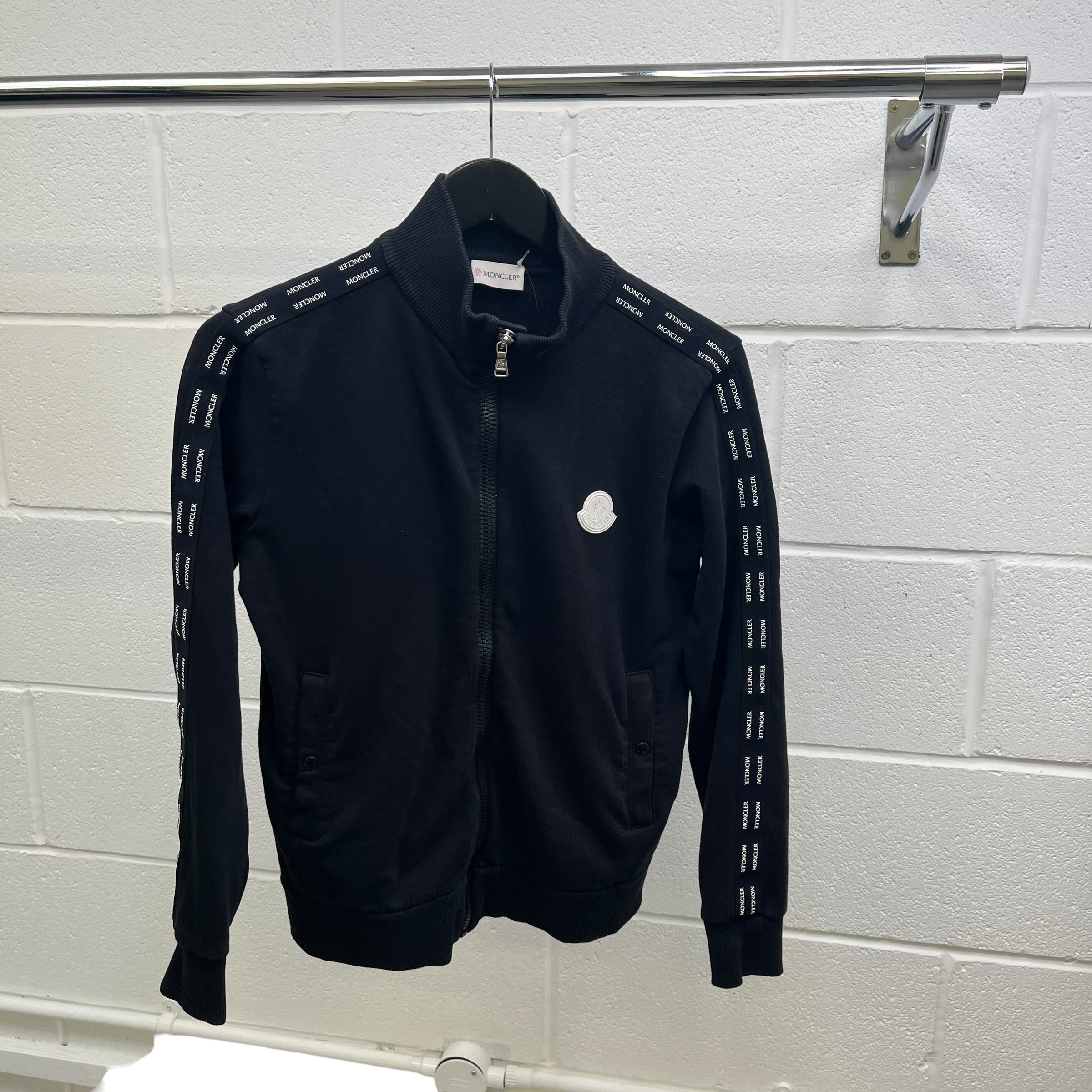 Men's Logo Stripe Boys Age 14 Track Jacket Black Size XXS