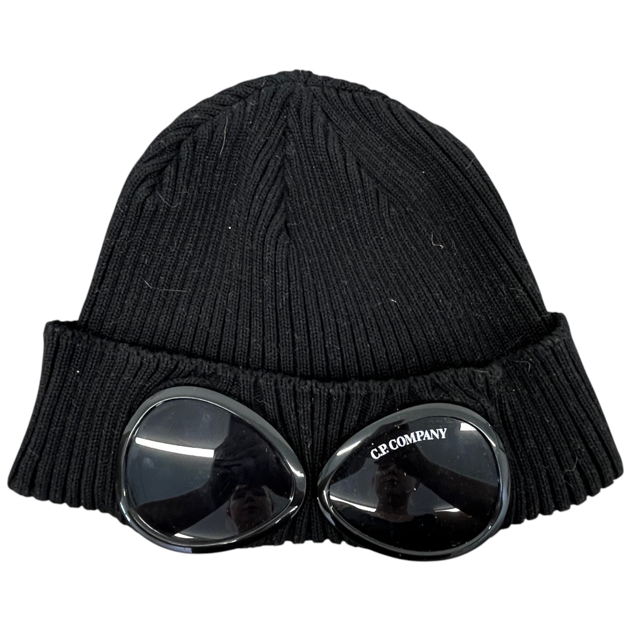Men's Goggle Beanie Hat Black