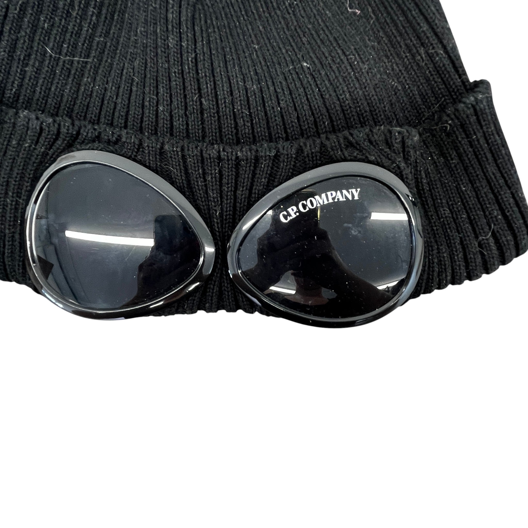Men's Goggle Beanie Hat Black