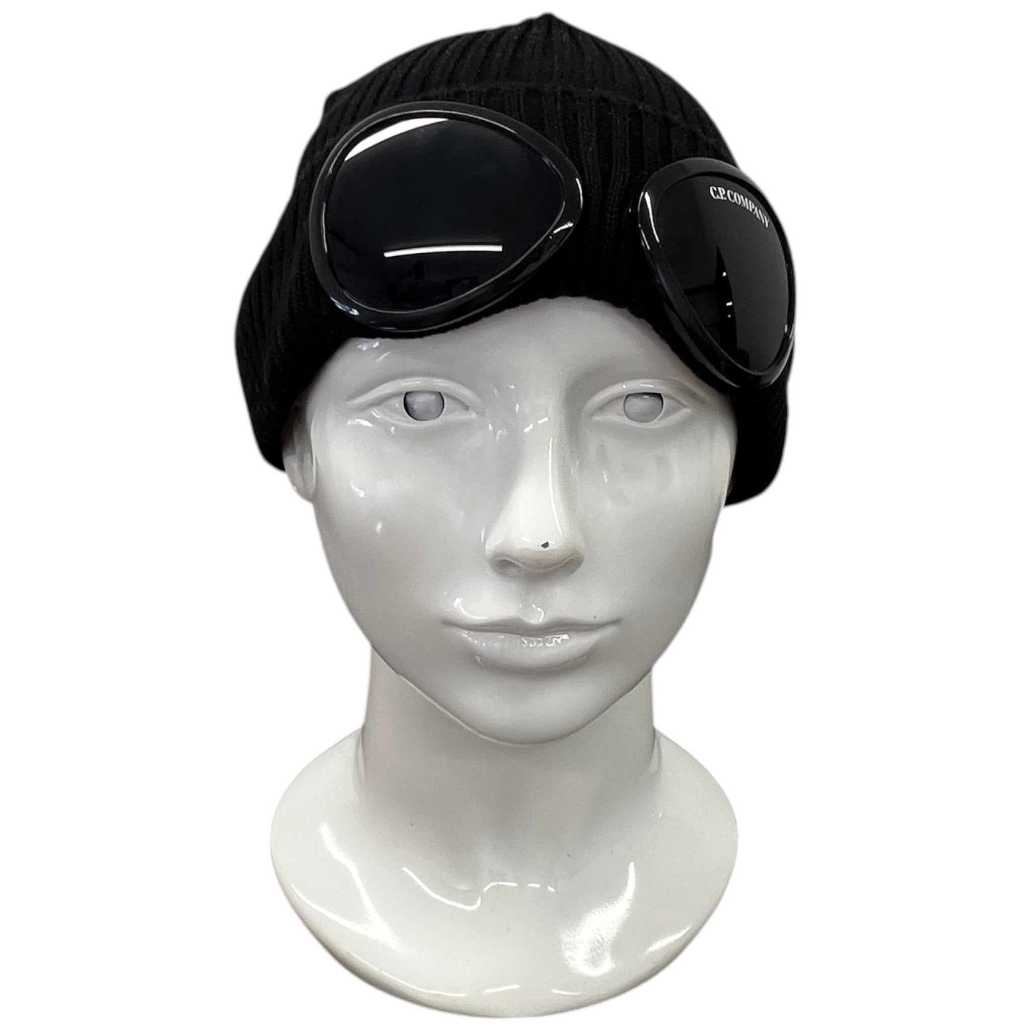 Men's Goggle Beanie Hat Black