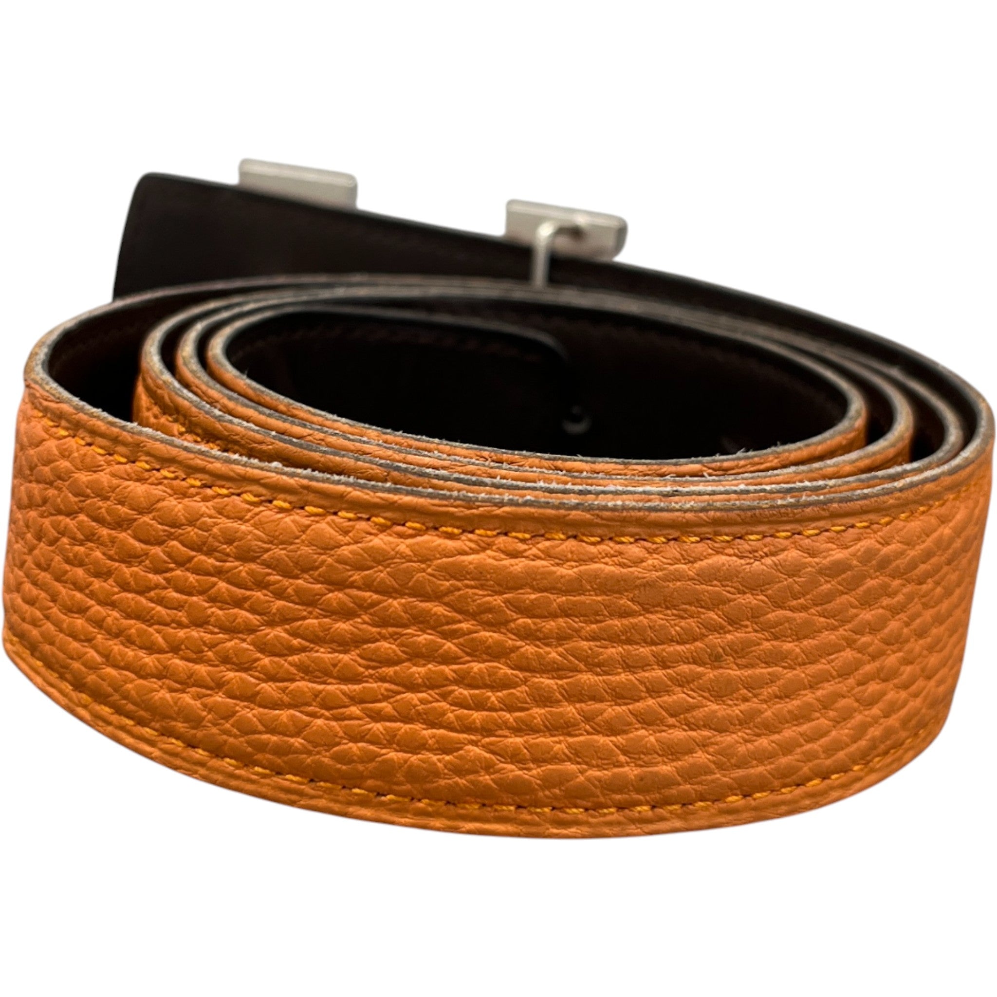 Men's H Guillochee Buckle & Reversible Belt Brown Size Waist 32"