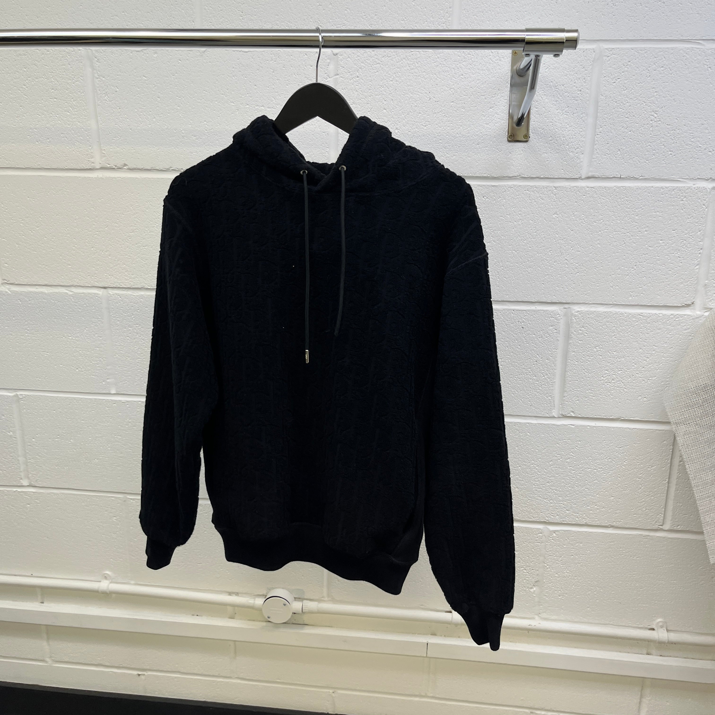 Men's Oblique Towelling Hoodie Black Size XS