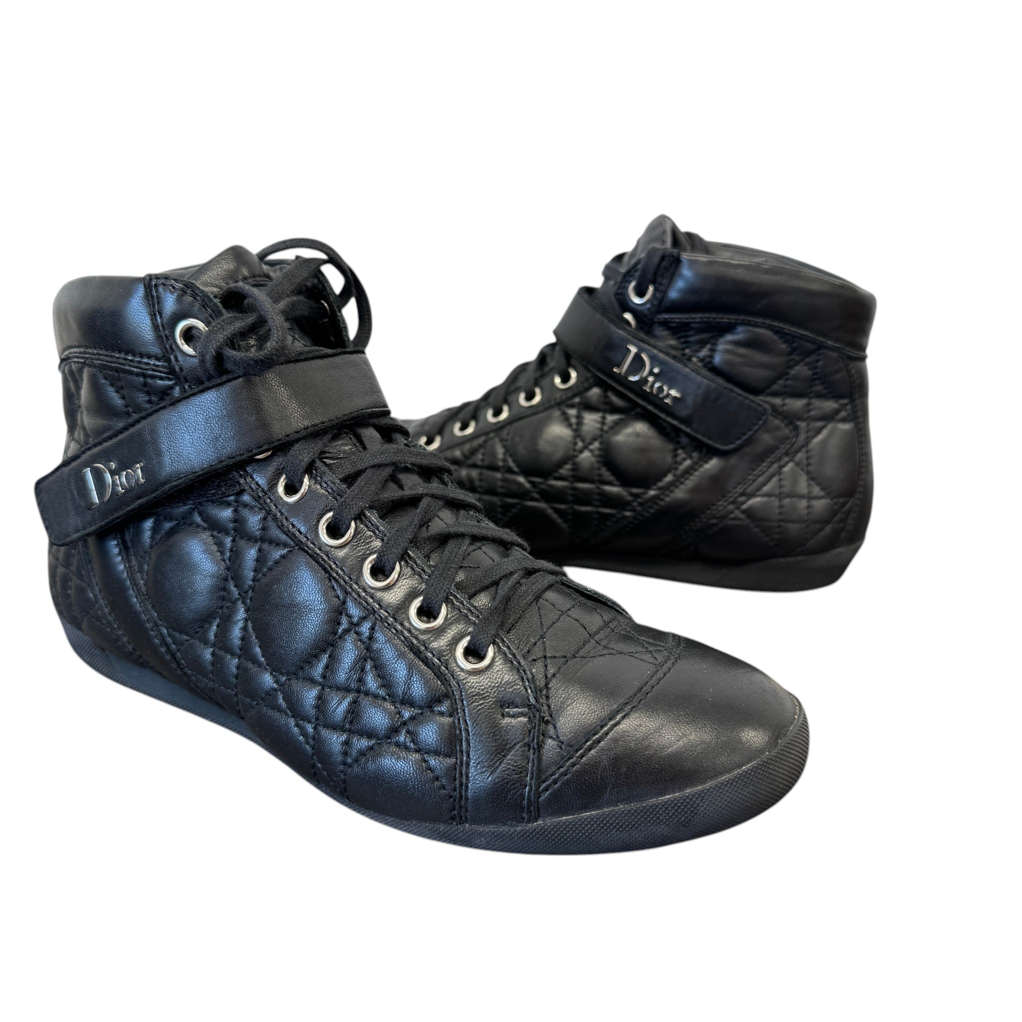 Women's Quilted Cannage High Trainers Black Size EU 35 / UK 2
