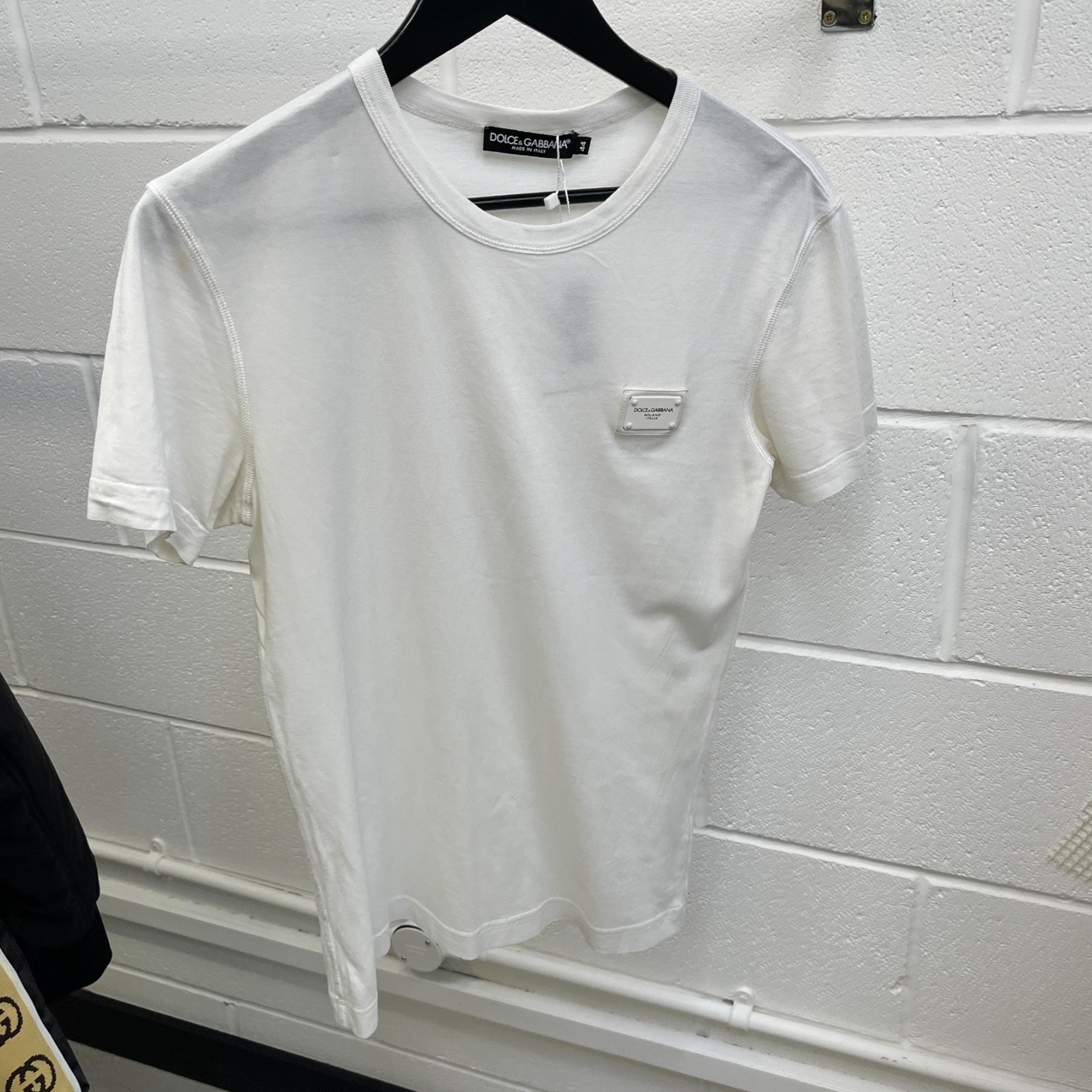 Men's Plaque Logo T-Shirt White Size IT 44 / UK XS