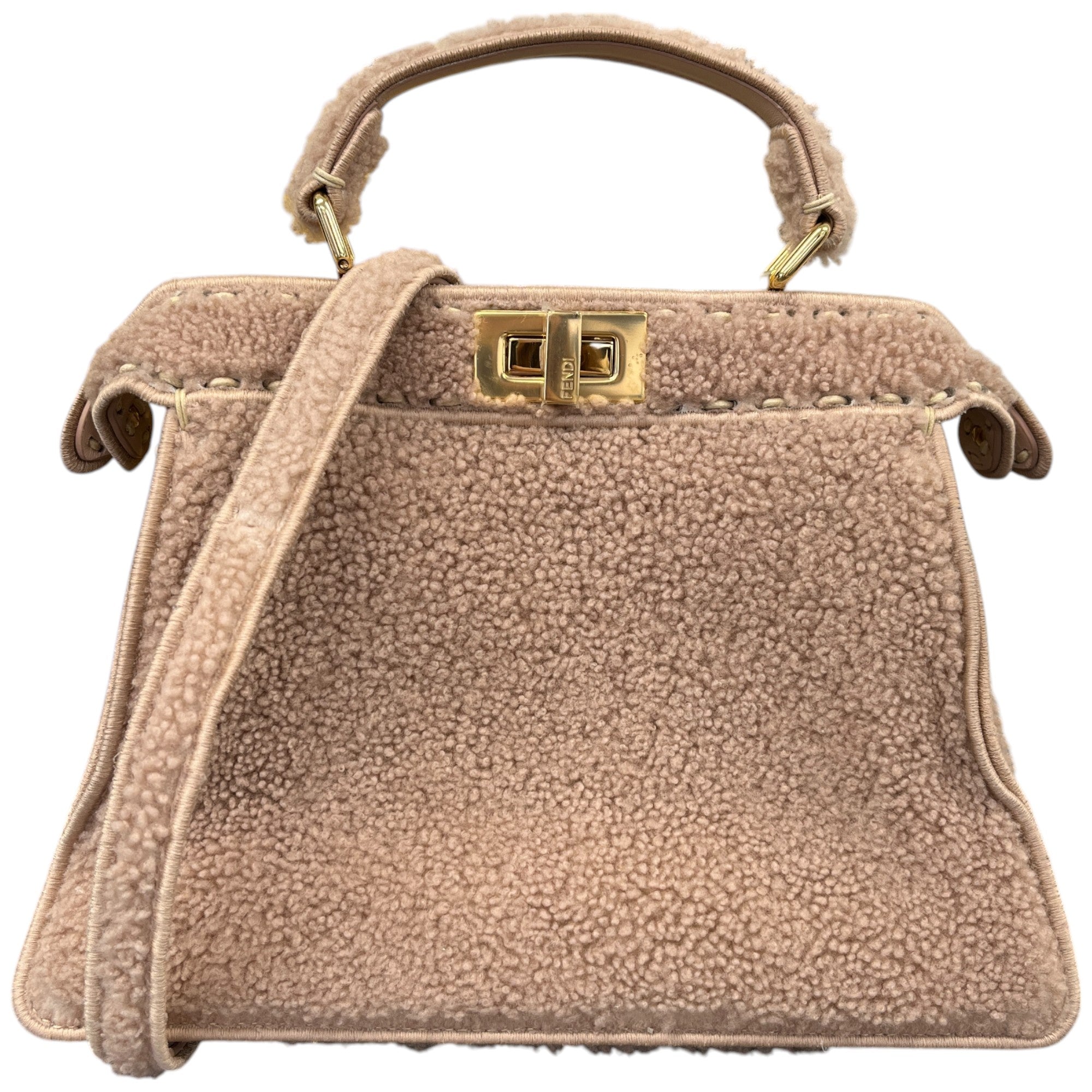 Women's Small Peekaboo Shearling Handbag Pink