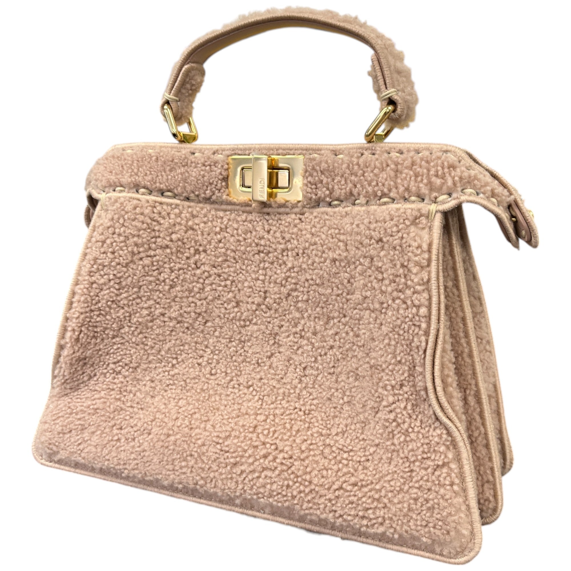 Women's Small Peekaboo Shearling Handbag Pink