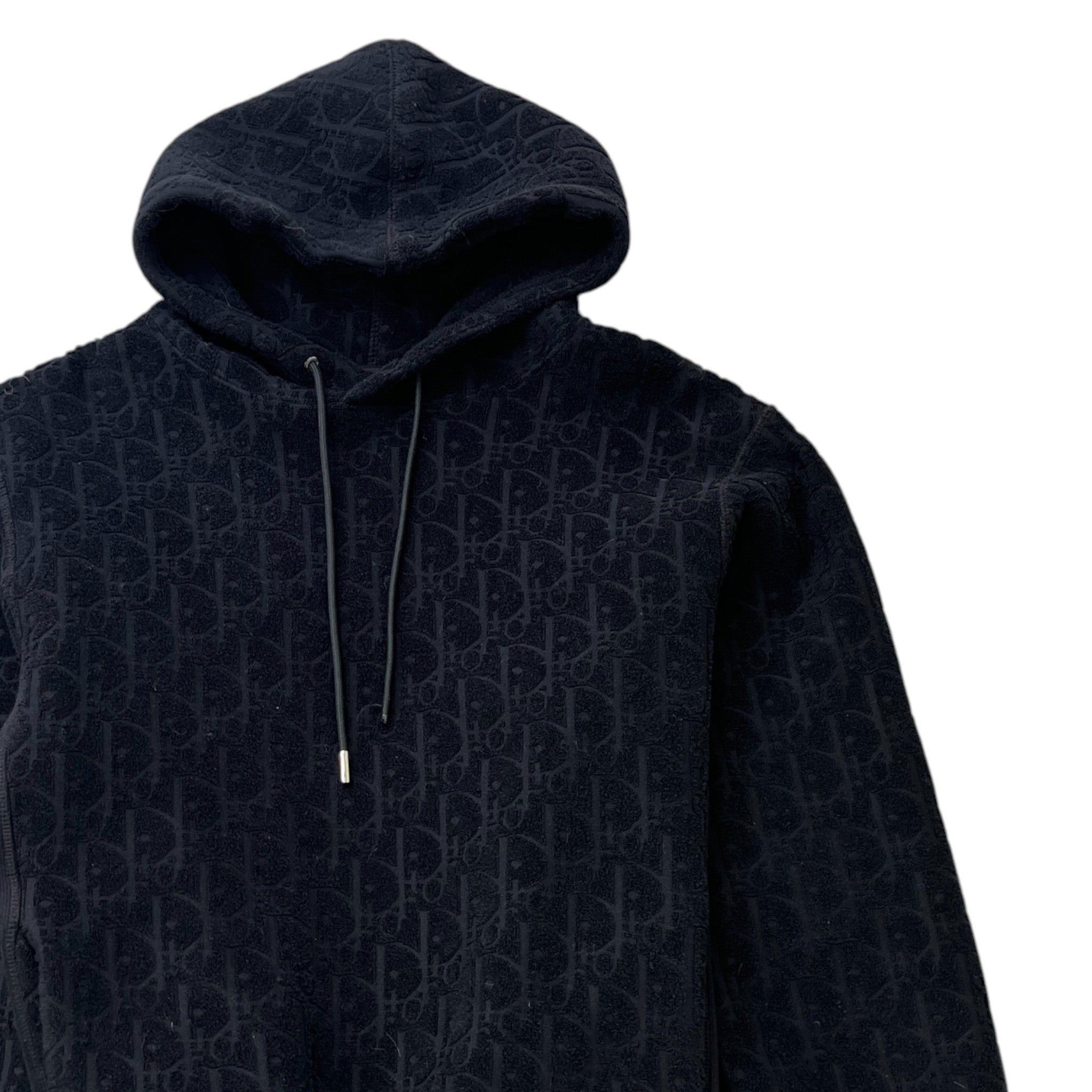 Men's Oblique Towelling Hoodie Black Size XS