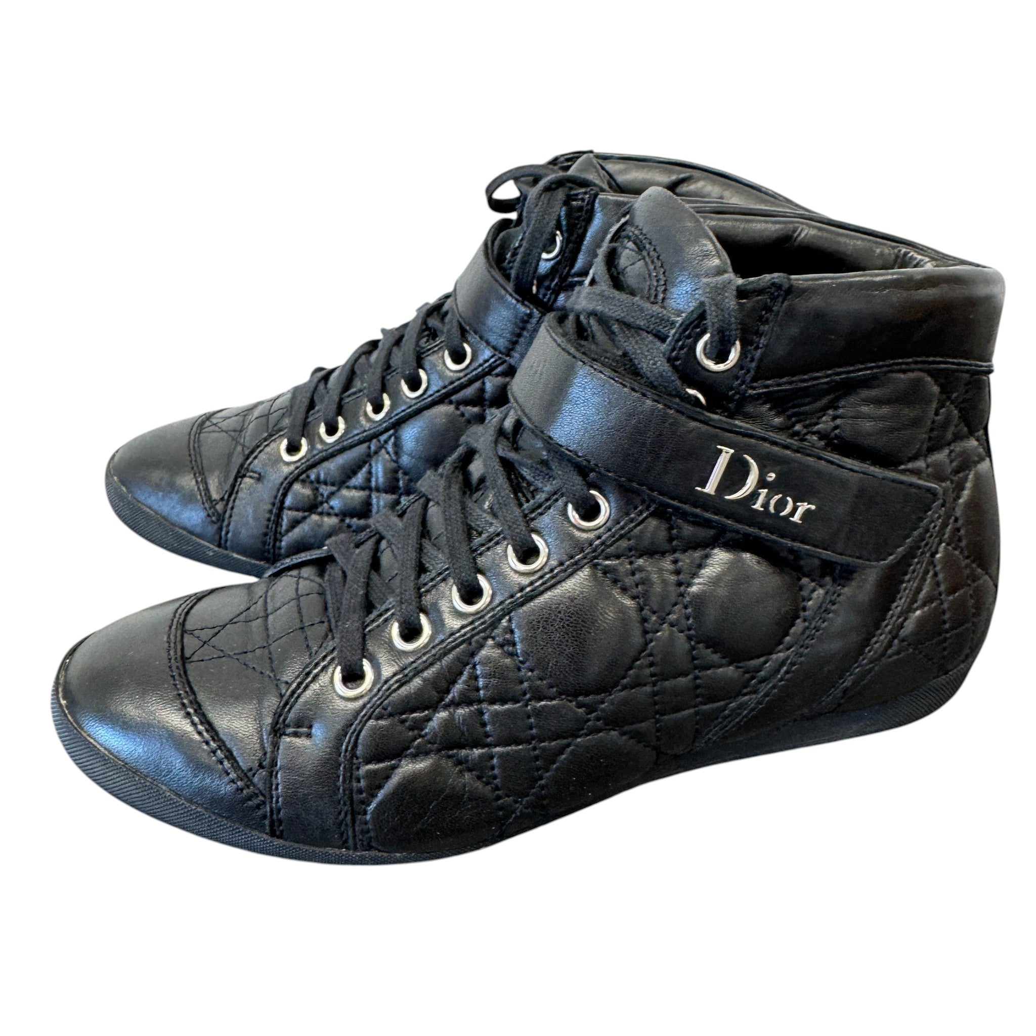 Women's Quilted Cannage High Trainers Black Size EU 35 / UK 2