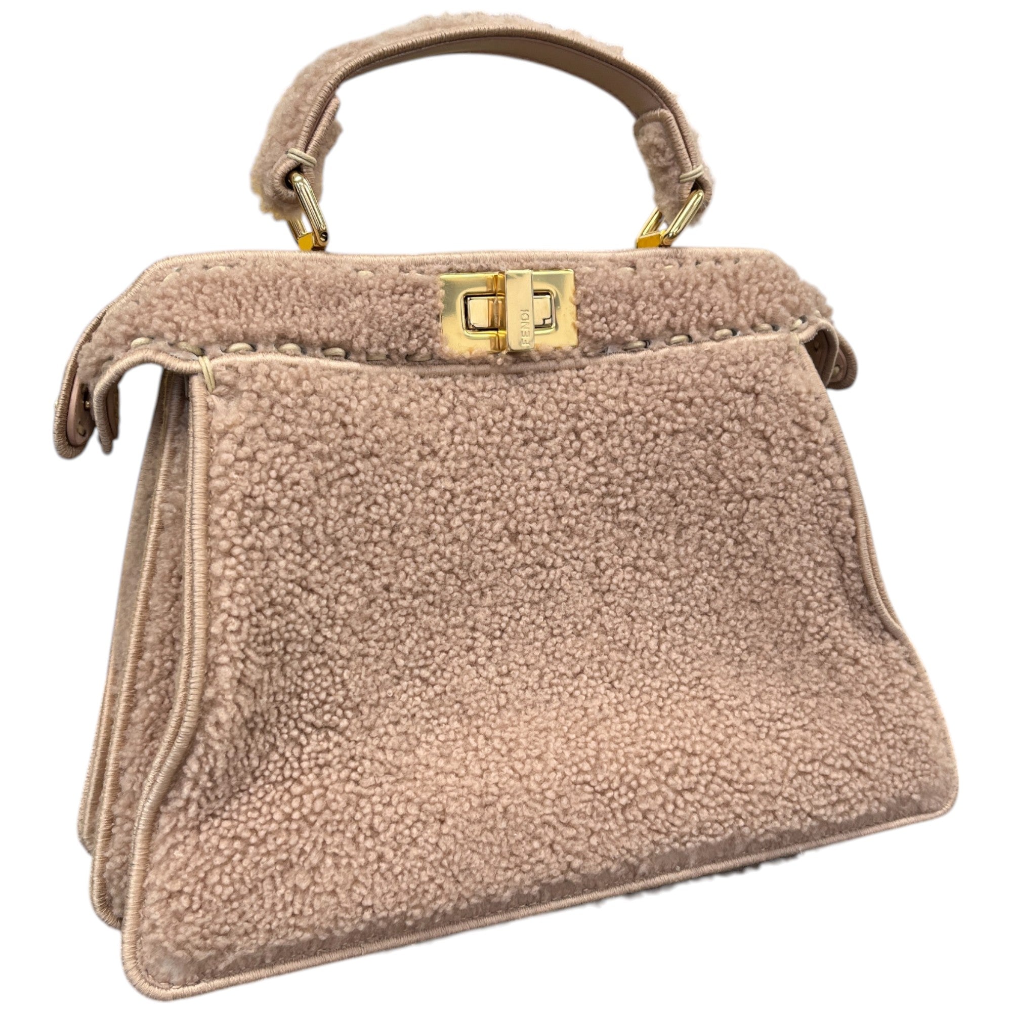 Women's Small Peekaboo Shearling Handbag Pink