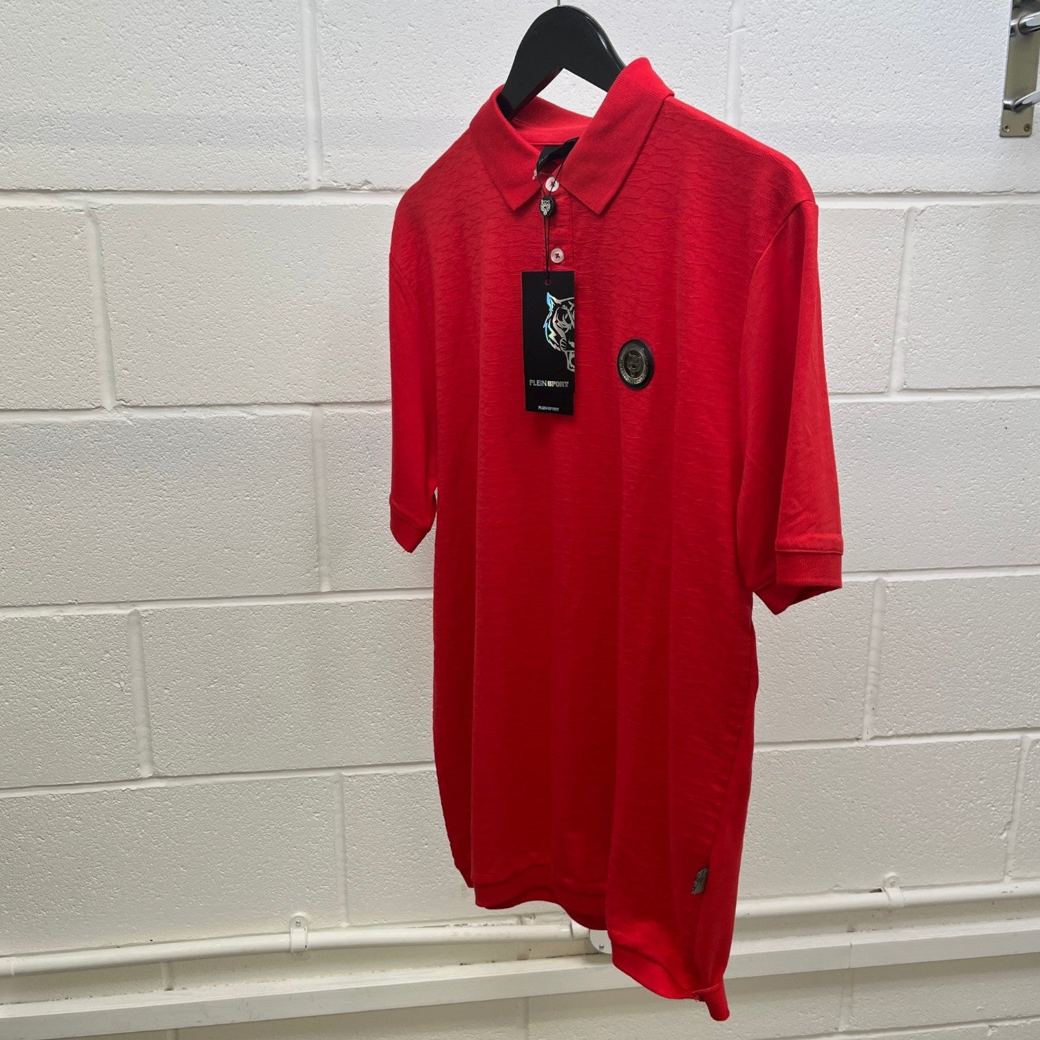 Men's Logo Patch Polo Shirt Red Size XL
