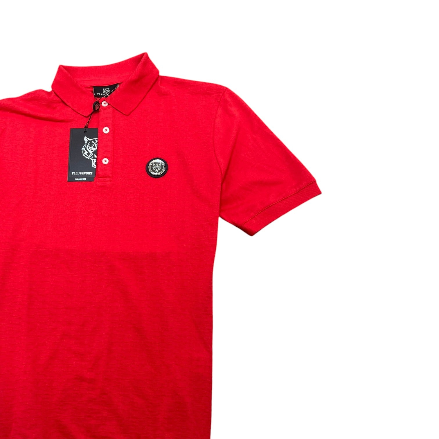 Men's Logo Patch Polo Shirt Red Size XL