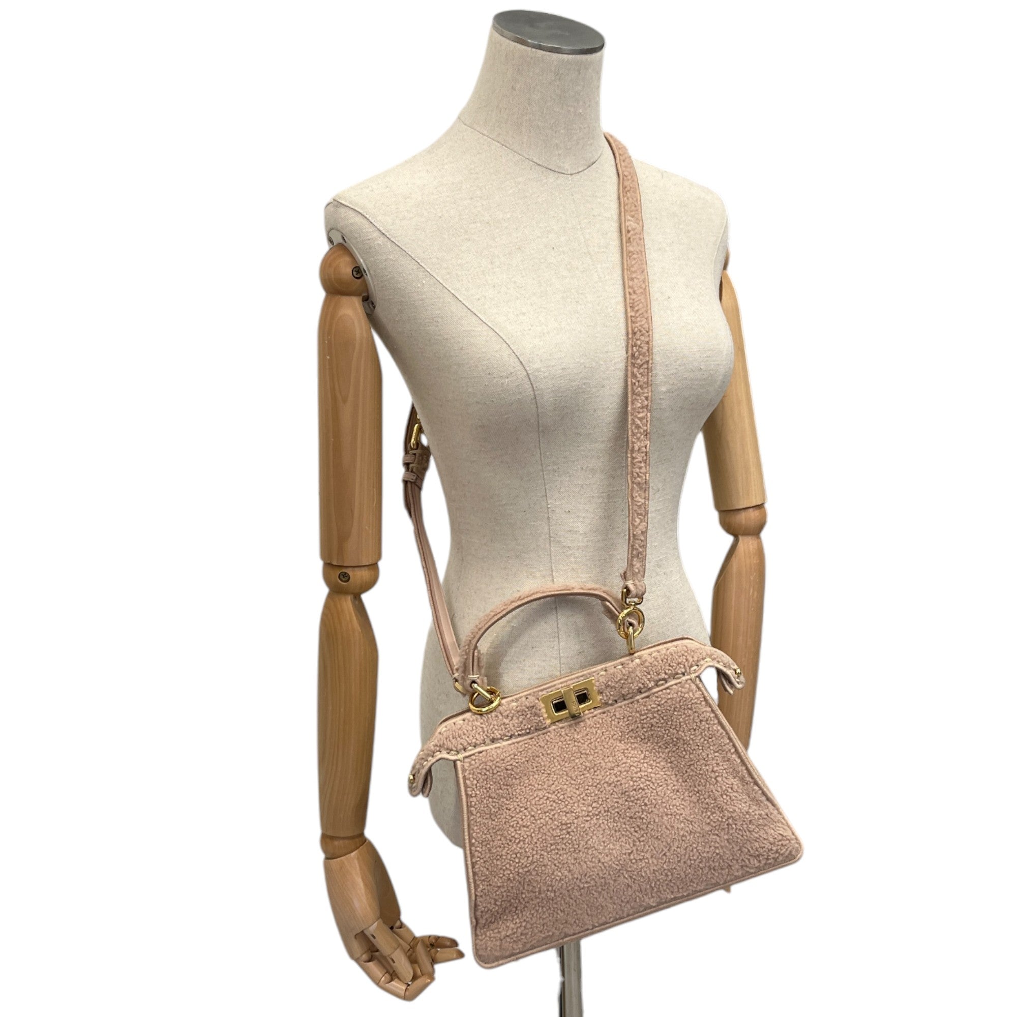 Women's Small Peekaboo Shearling Handbag Pink