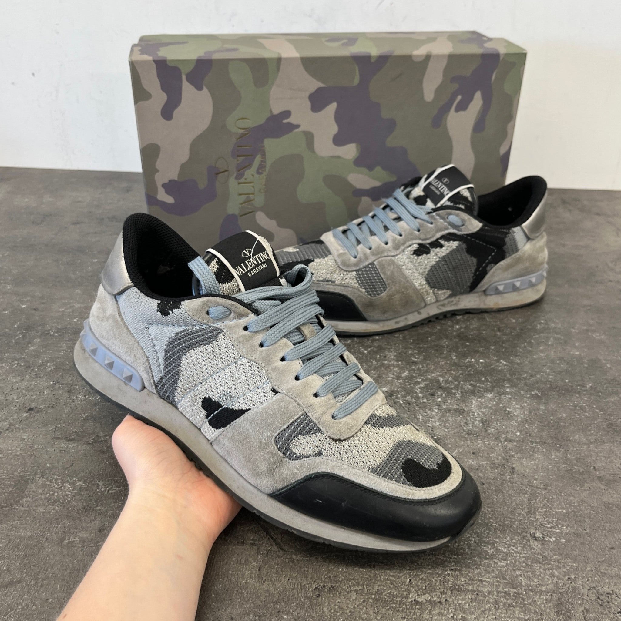Men's Rockrunner Camouflage Low Trainers Grey Size EU 42.5 / UK 8.5