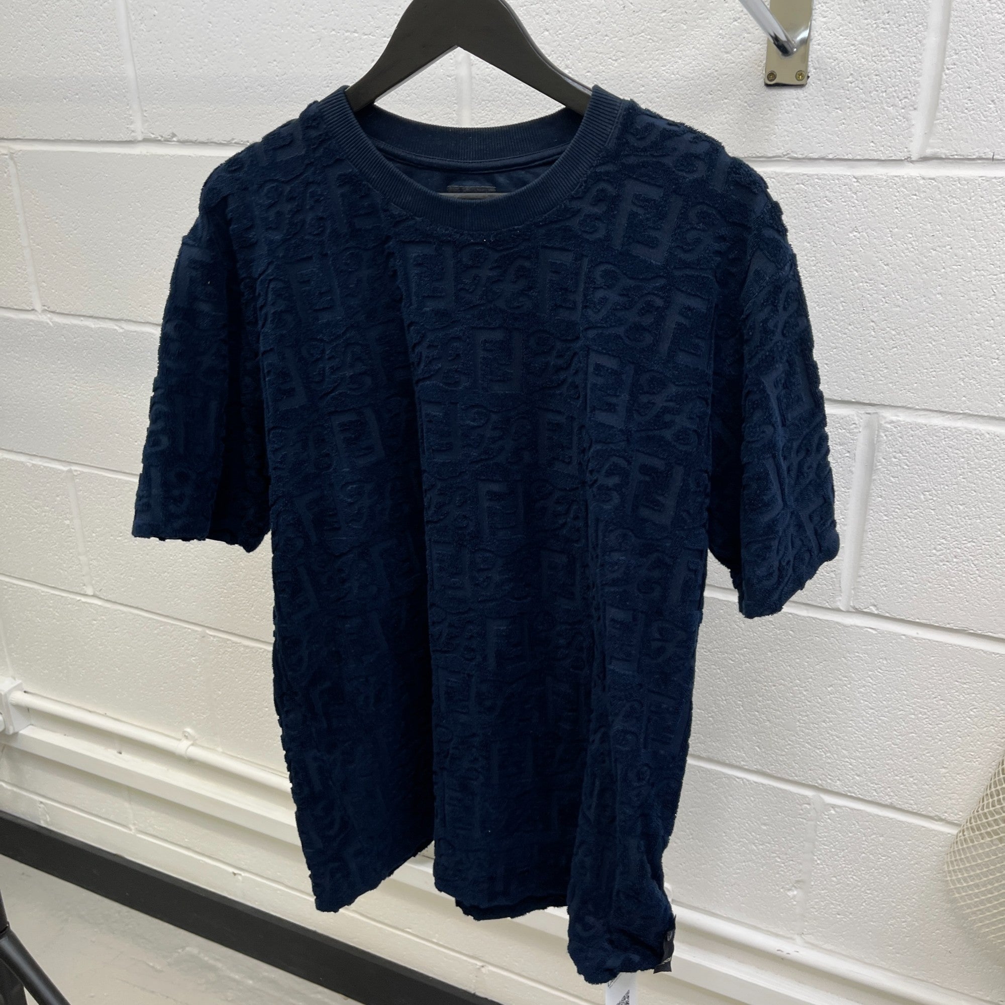 Men's Ff Jacquard Toweling T-Shirt Navy Size L