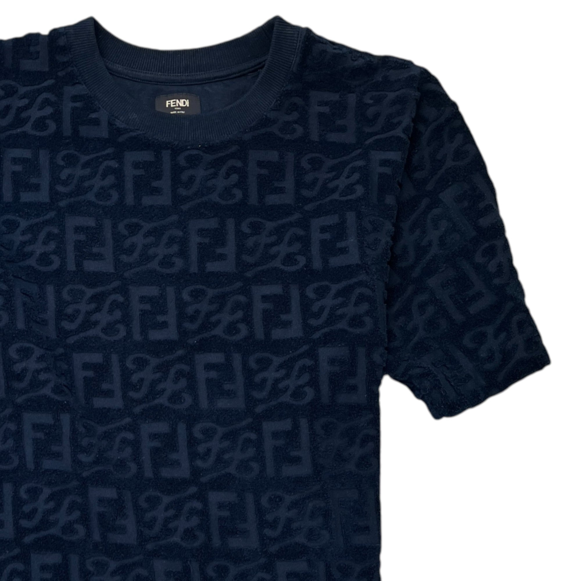 Men's Ff Jacquard Toweling T-Shirt Navy Size L