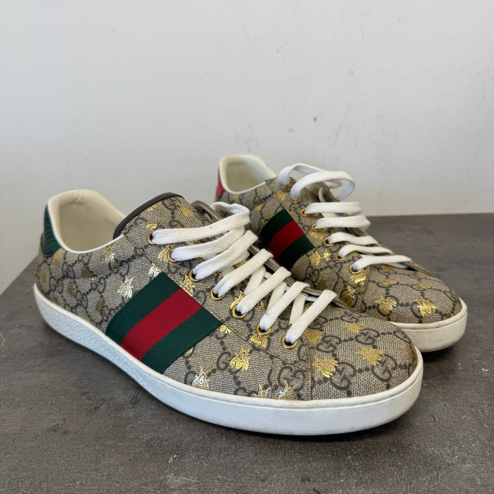 Men's Ace Gg Supreme Bee Low Trainers Beige Size EU 44 / UK 10