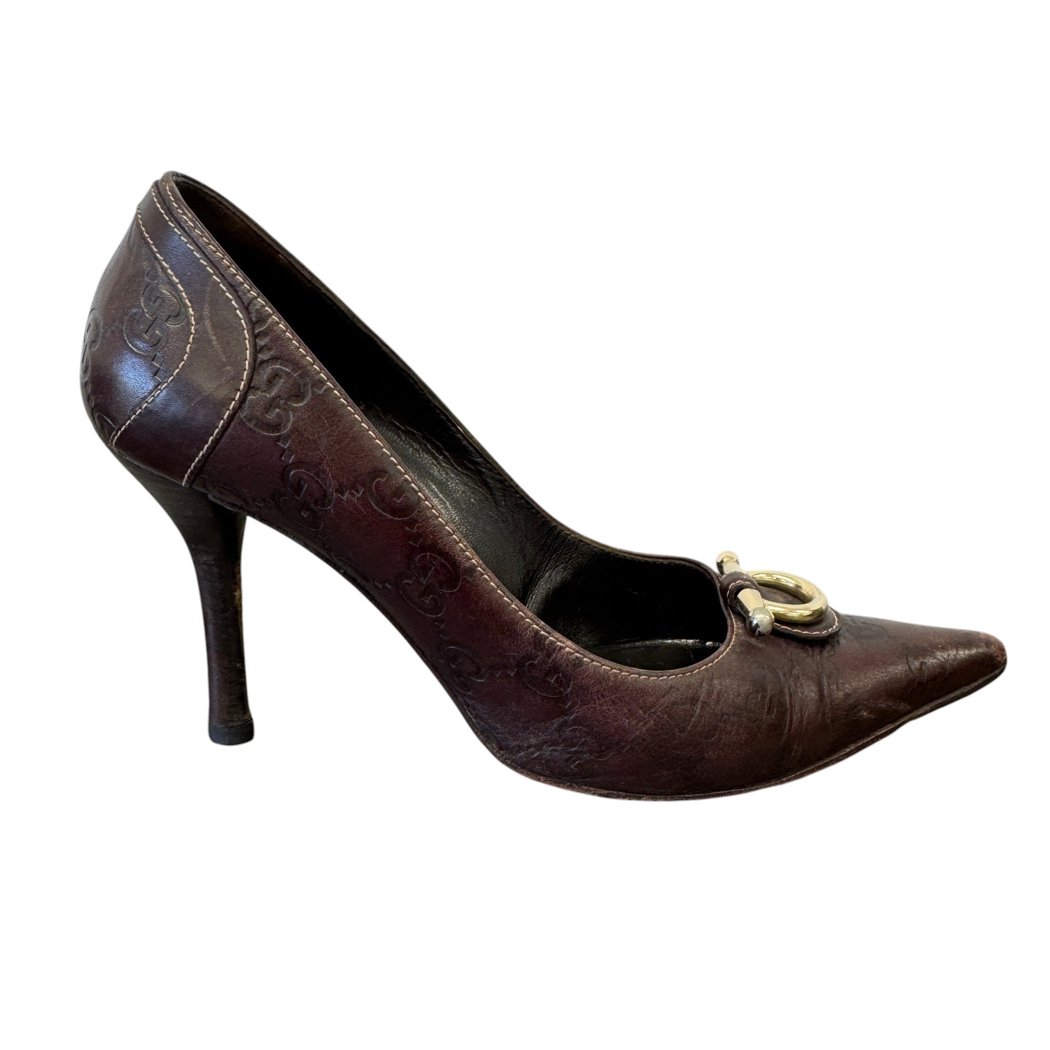 Women's Guccissima Pointed Toe Heels Brown Size EU 36 / UK 3