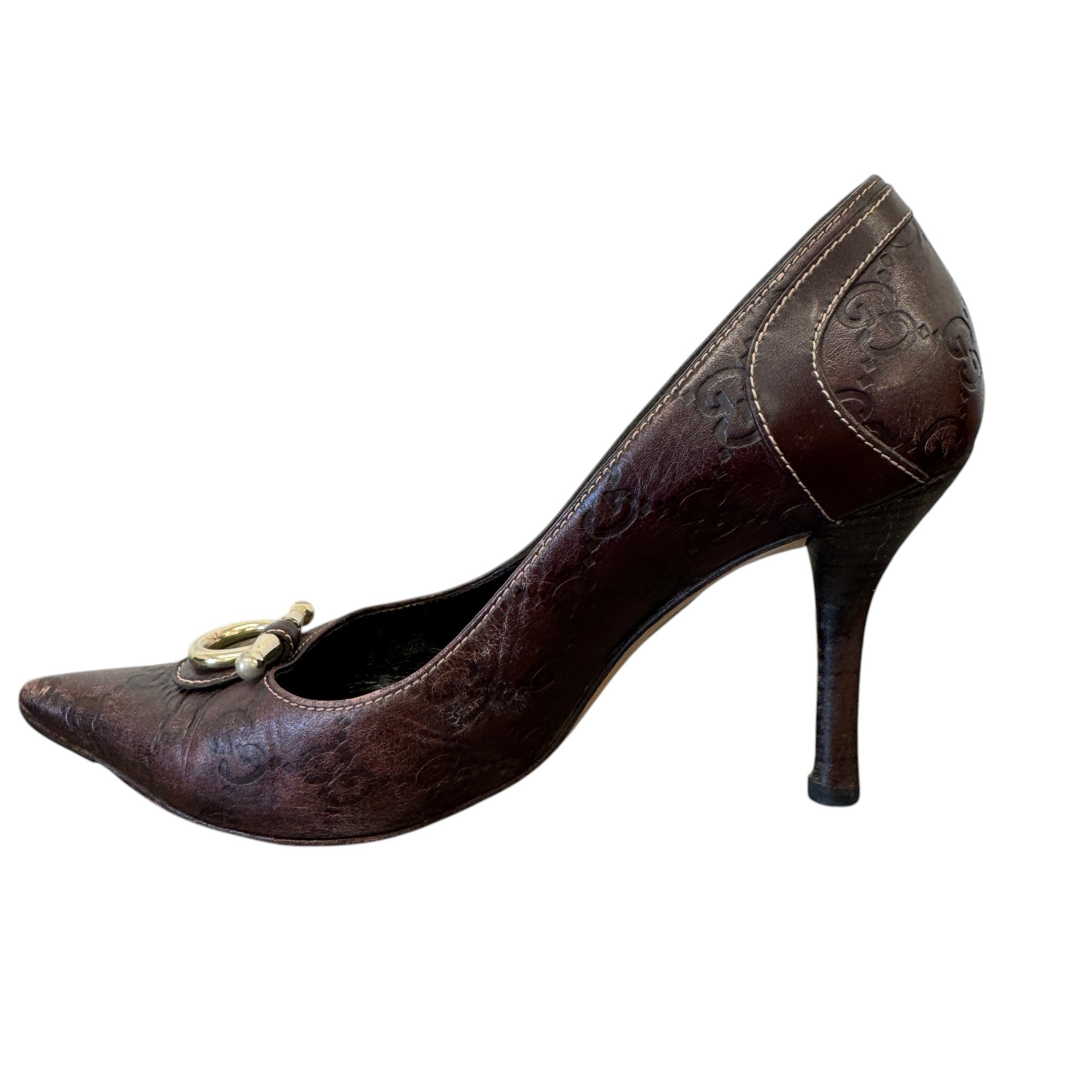 Women's Guccissima Pointed Toe Heels Brown Size EU 36 / UK 3