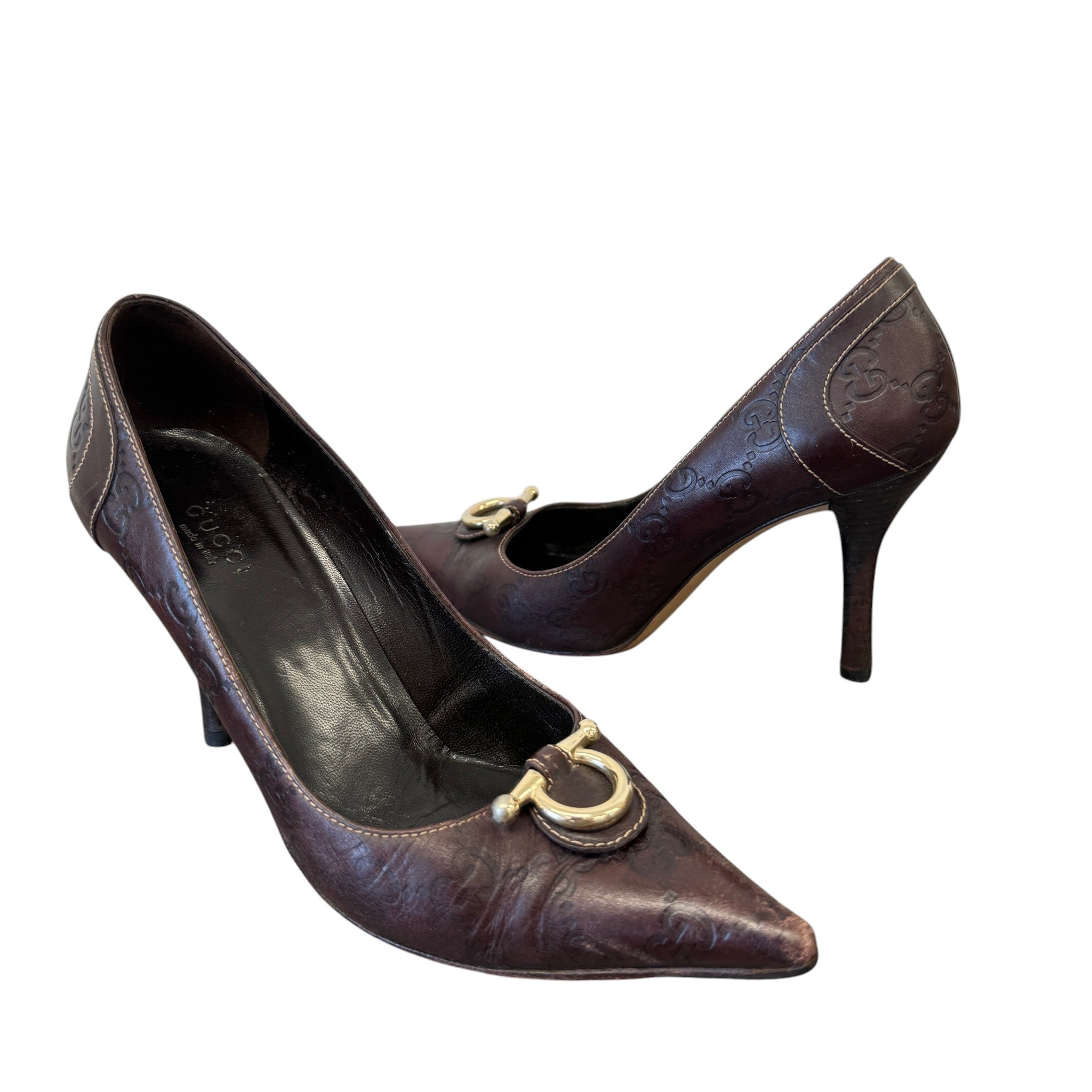 Women's Guccissima Pointed Toe Heels Brown Size EU 36 / UK 3