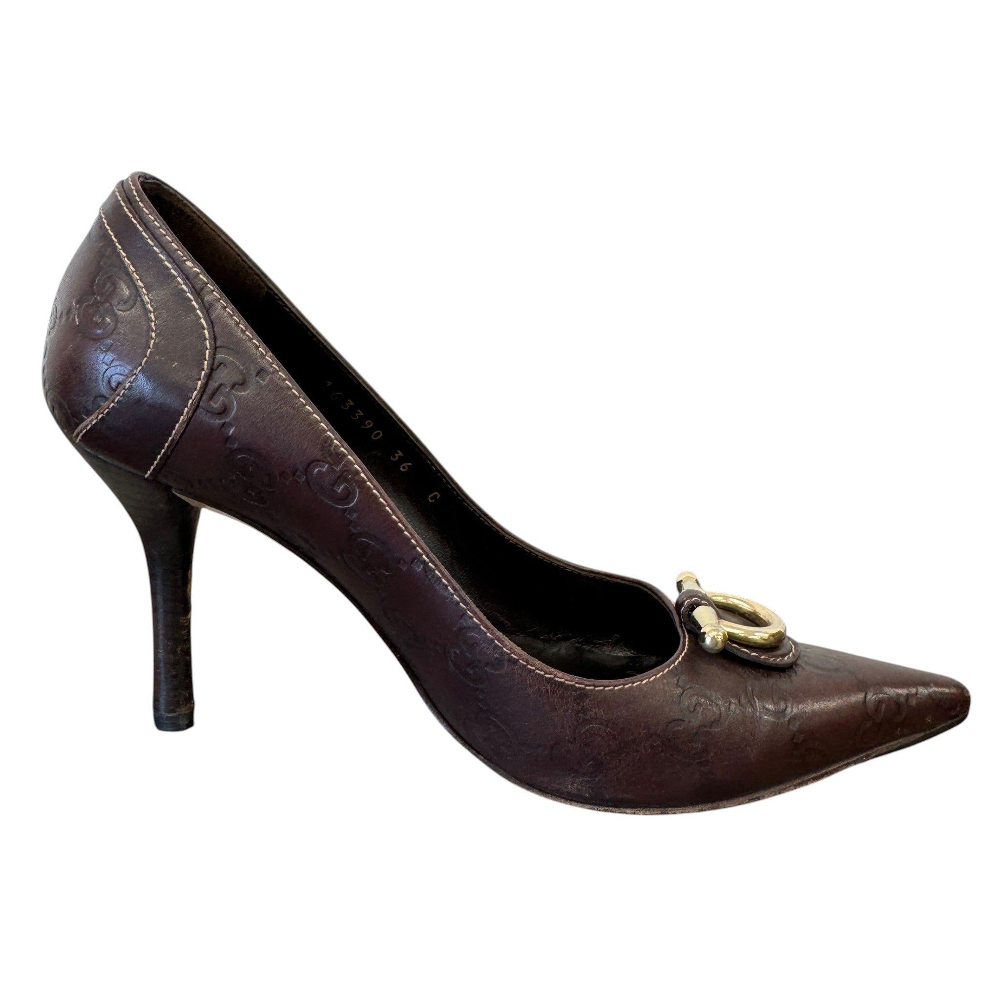 Women's Guccissima Pointed Toe Heels Brown Size EU 36 / UK 3
