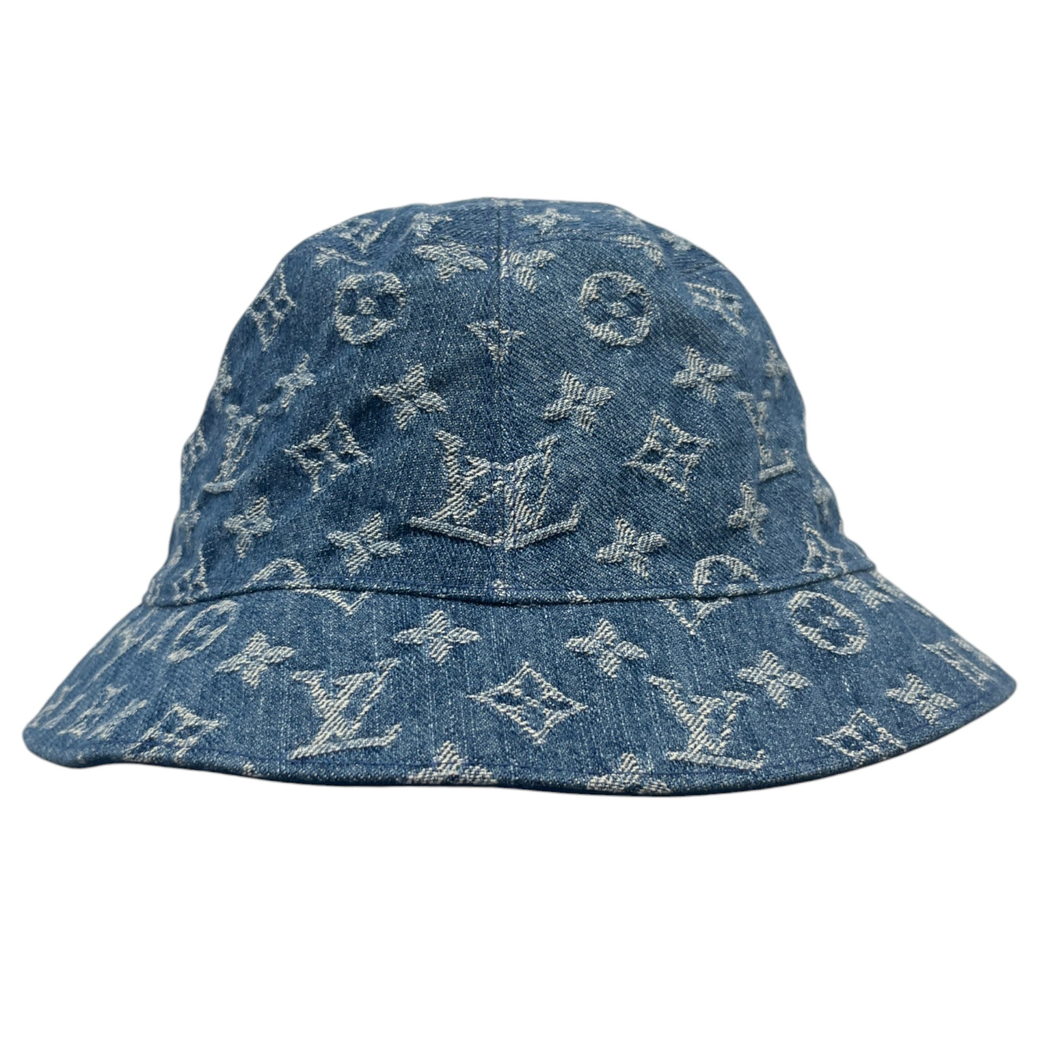 Denim Monogram Reversible Bucket Hat Blue