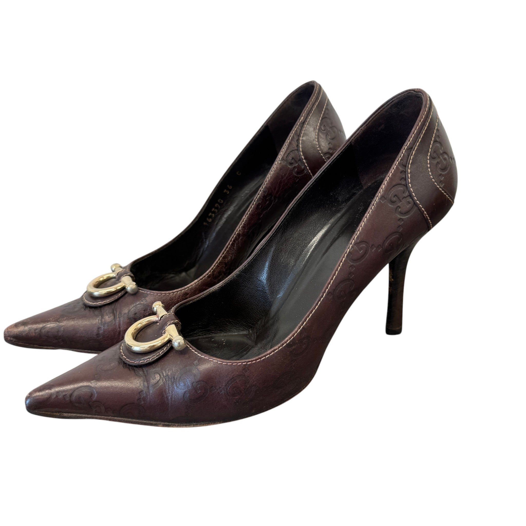 Women's Guccissima Pointed Toe Heels Brown Size EU 36 / UK 3
