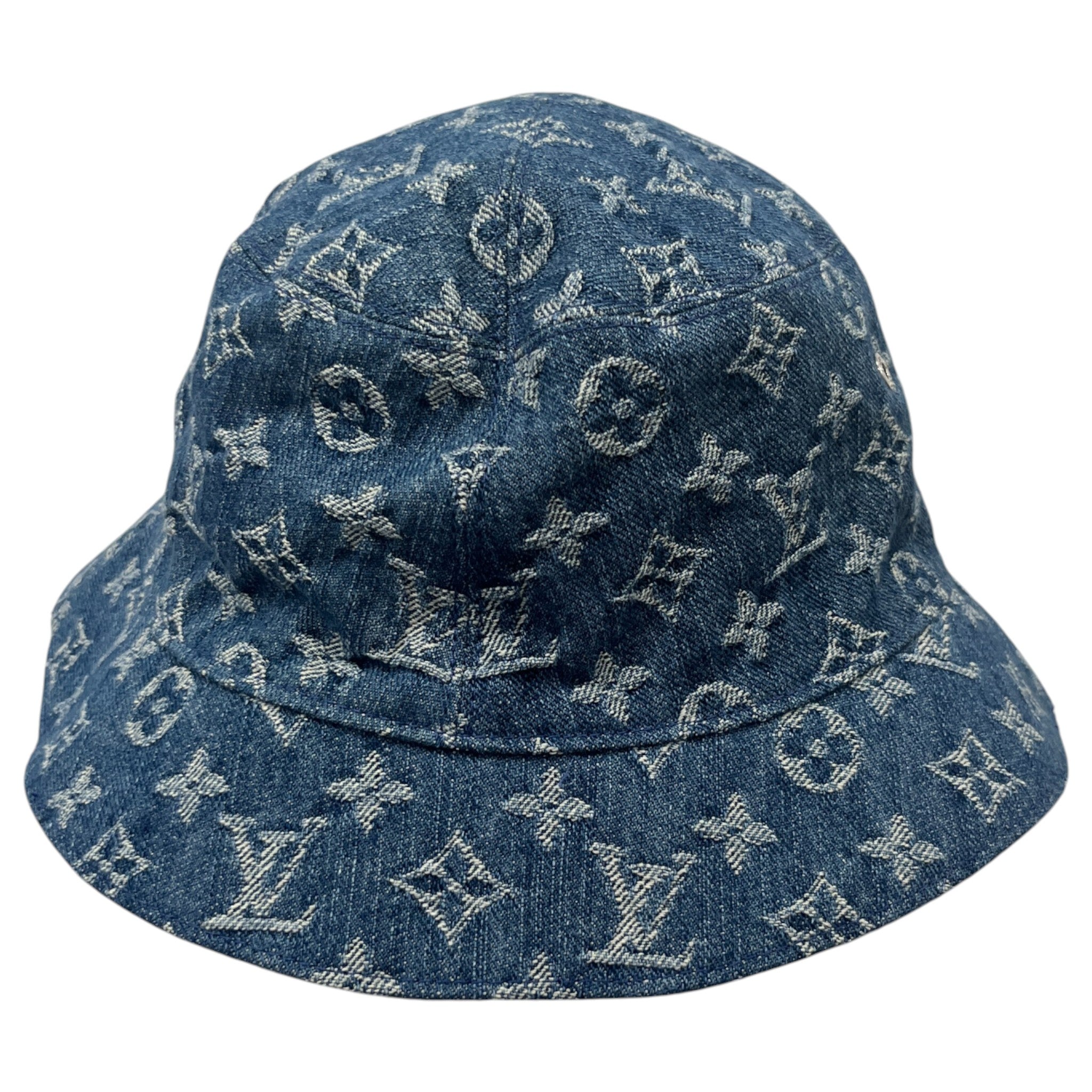 Denim Monogram Reversible Bucket Hat Blue