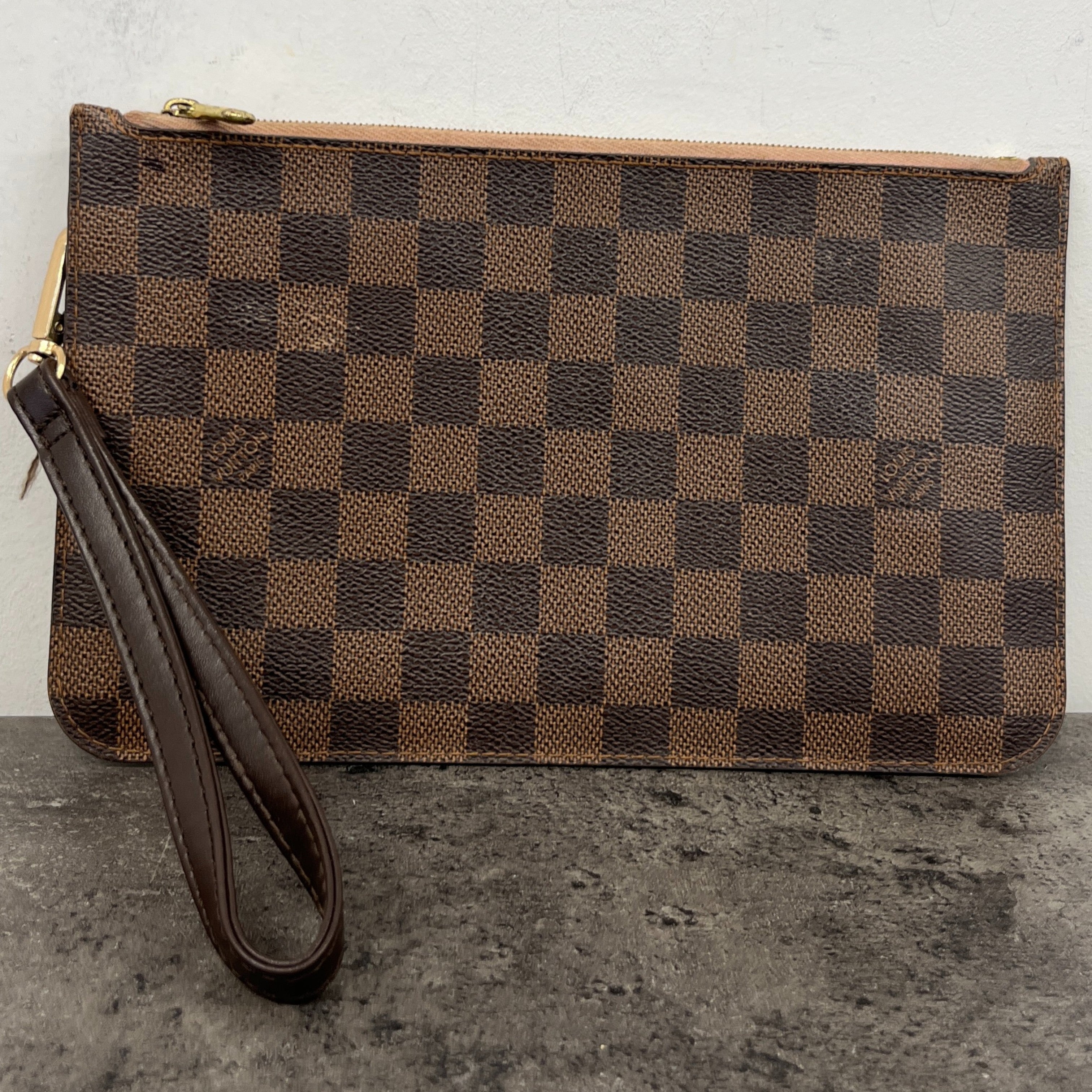 Women's Damier Ebene Clutch With Strap Purse Brown