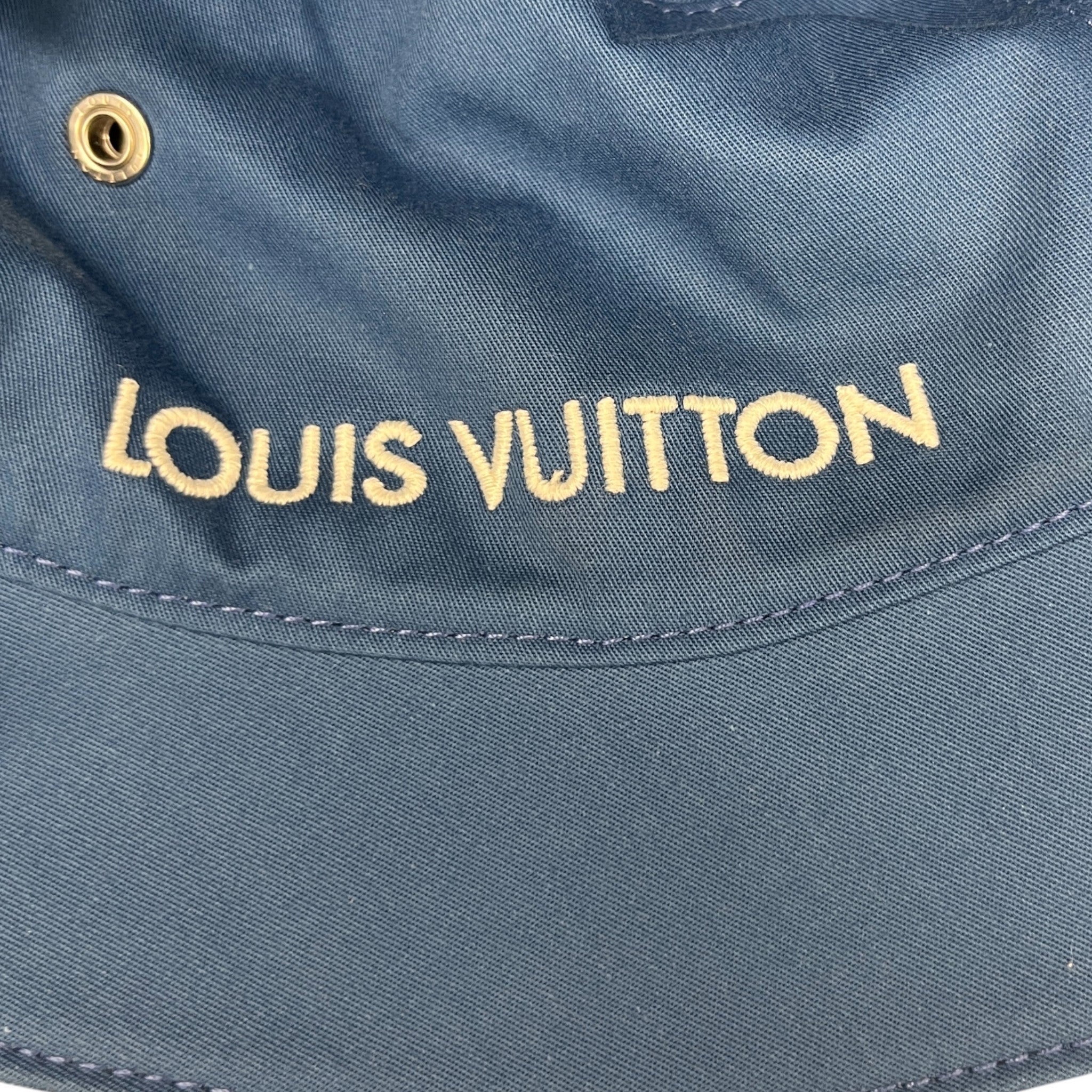 Denim Monogram Reversible Bucket Hat Blue