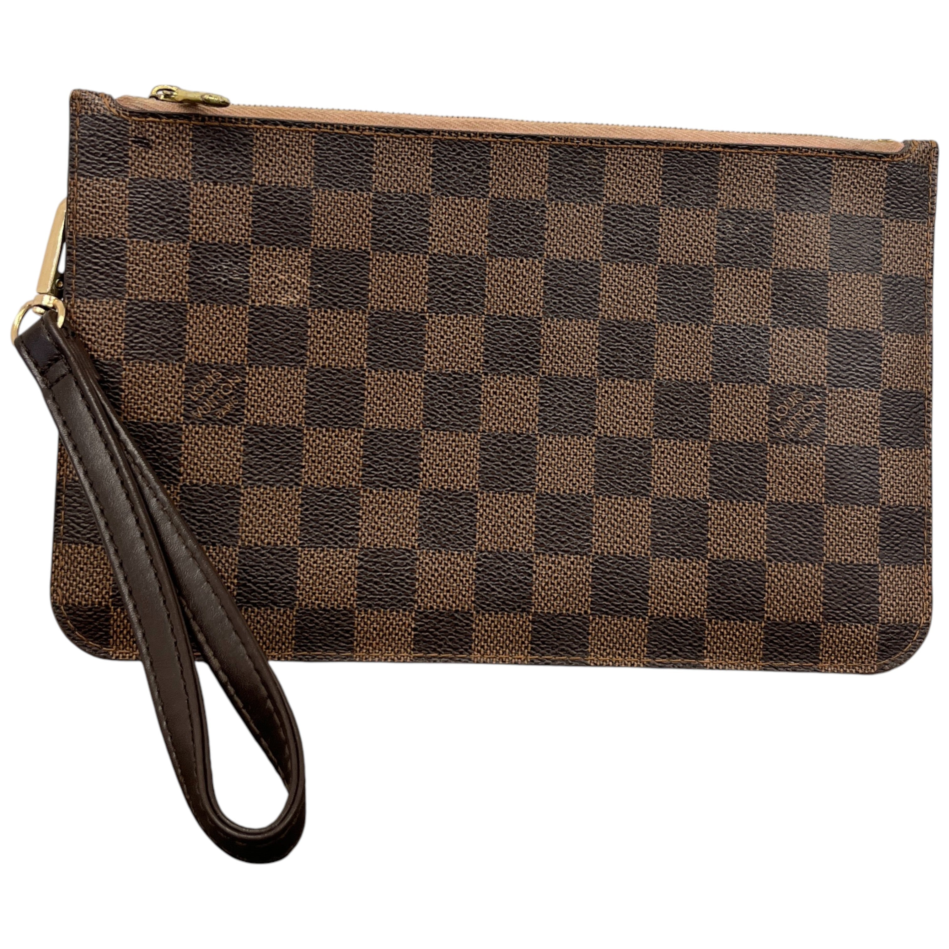 Women's Damier Ebene Clutch With Strap Purse Brown
