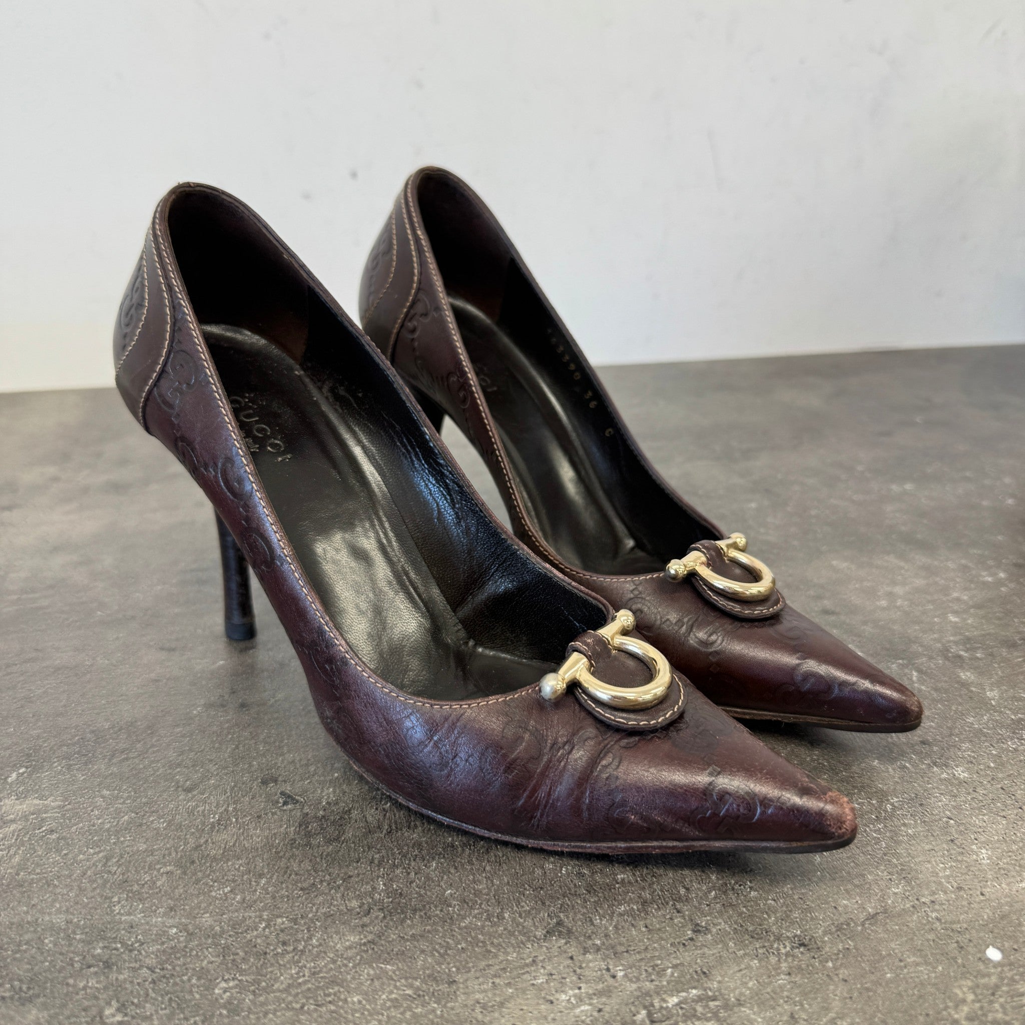 Women's Guccissima Pointed Toe Heels Brown Size EU 36 / UK 3