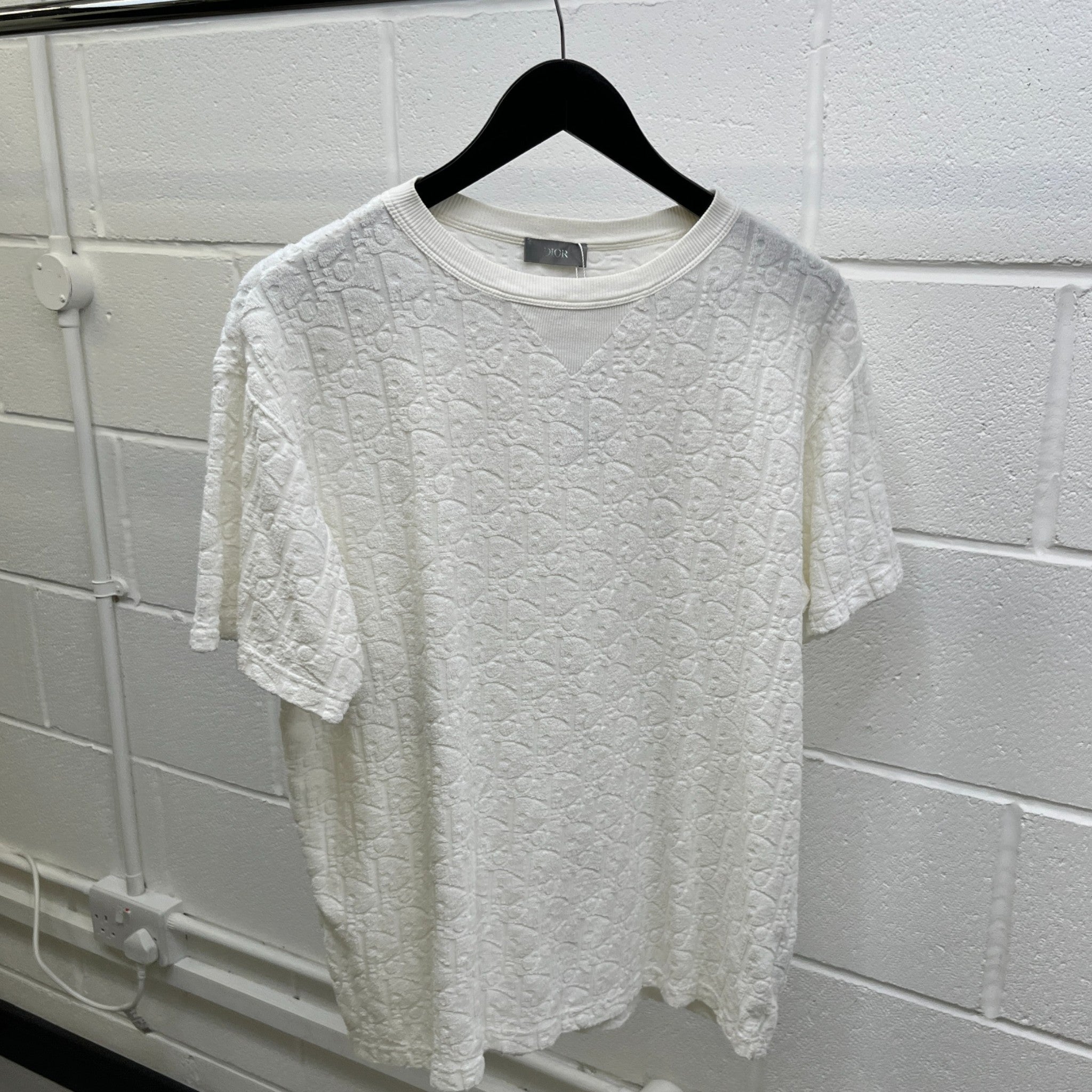 Men's Oblique Jacquard T-Shirt White Size XS