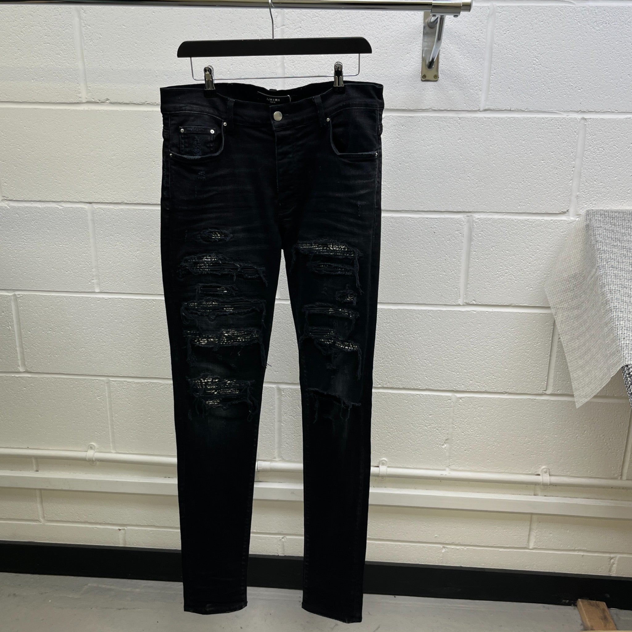 Men's Bandana Thrasher Jeans Black Size Waist 33"