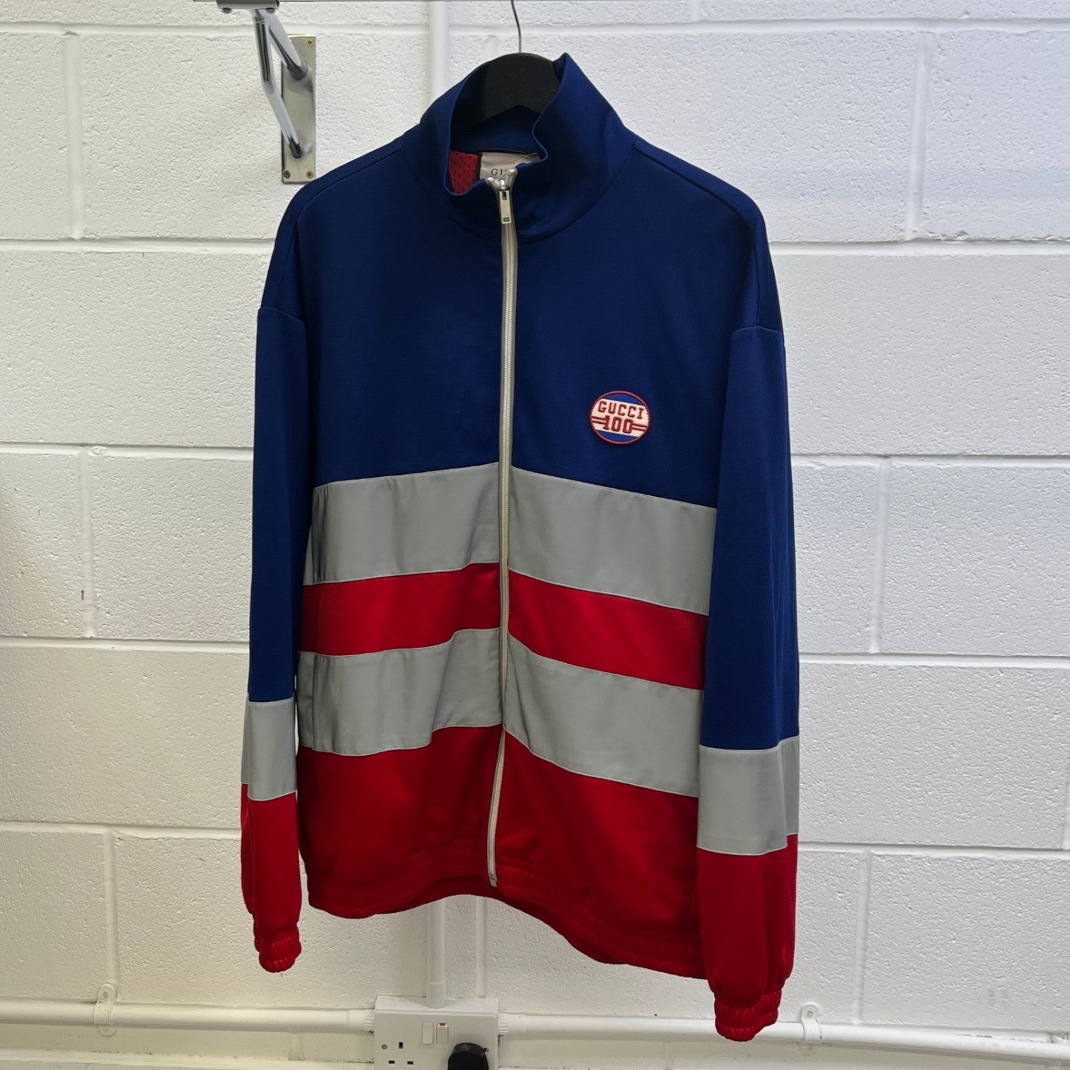 Men's Striped Zip Track Jacket Blue Size L