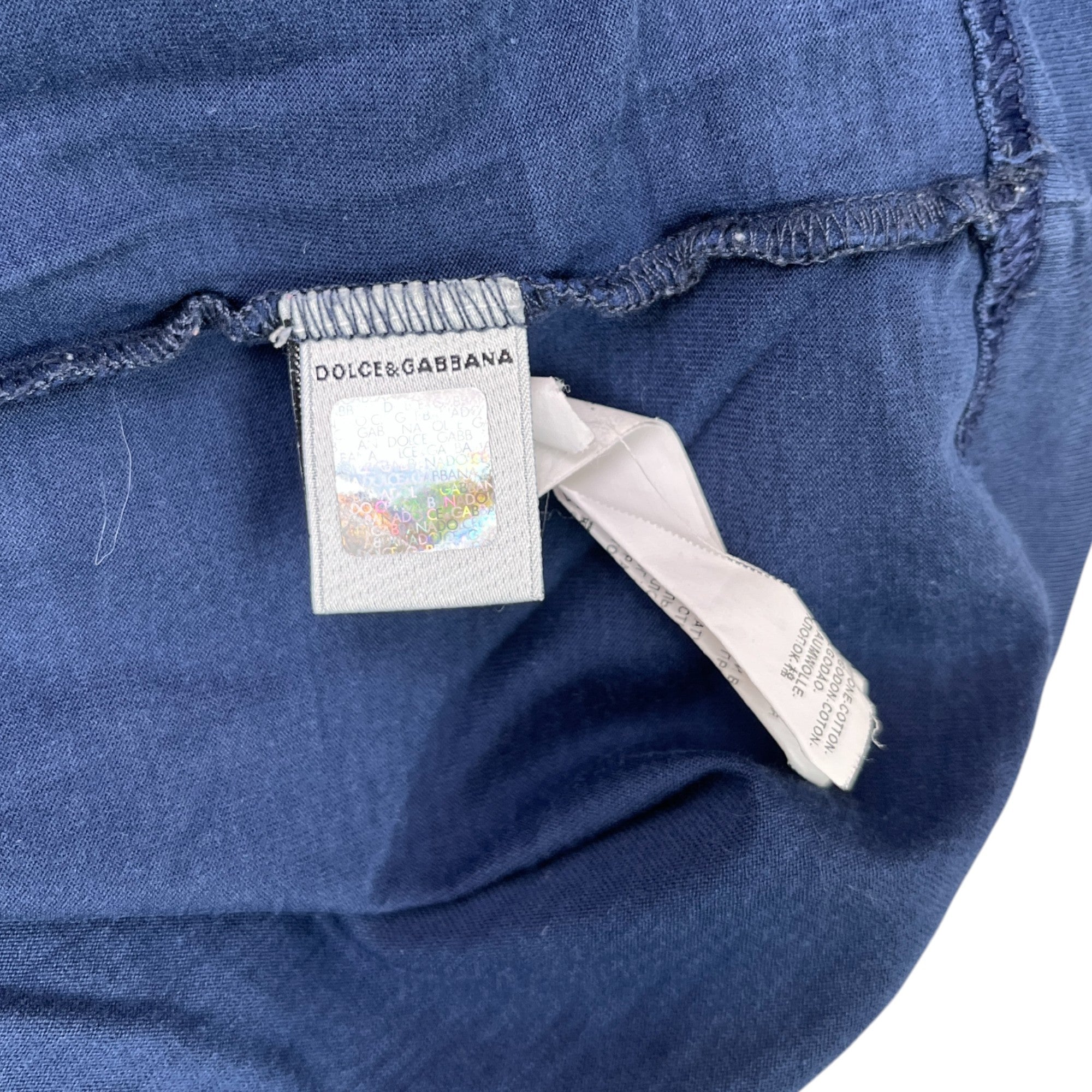 Men's Bird Print Collar T-Shirt Navy Size M