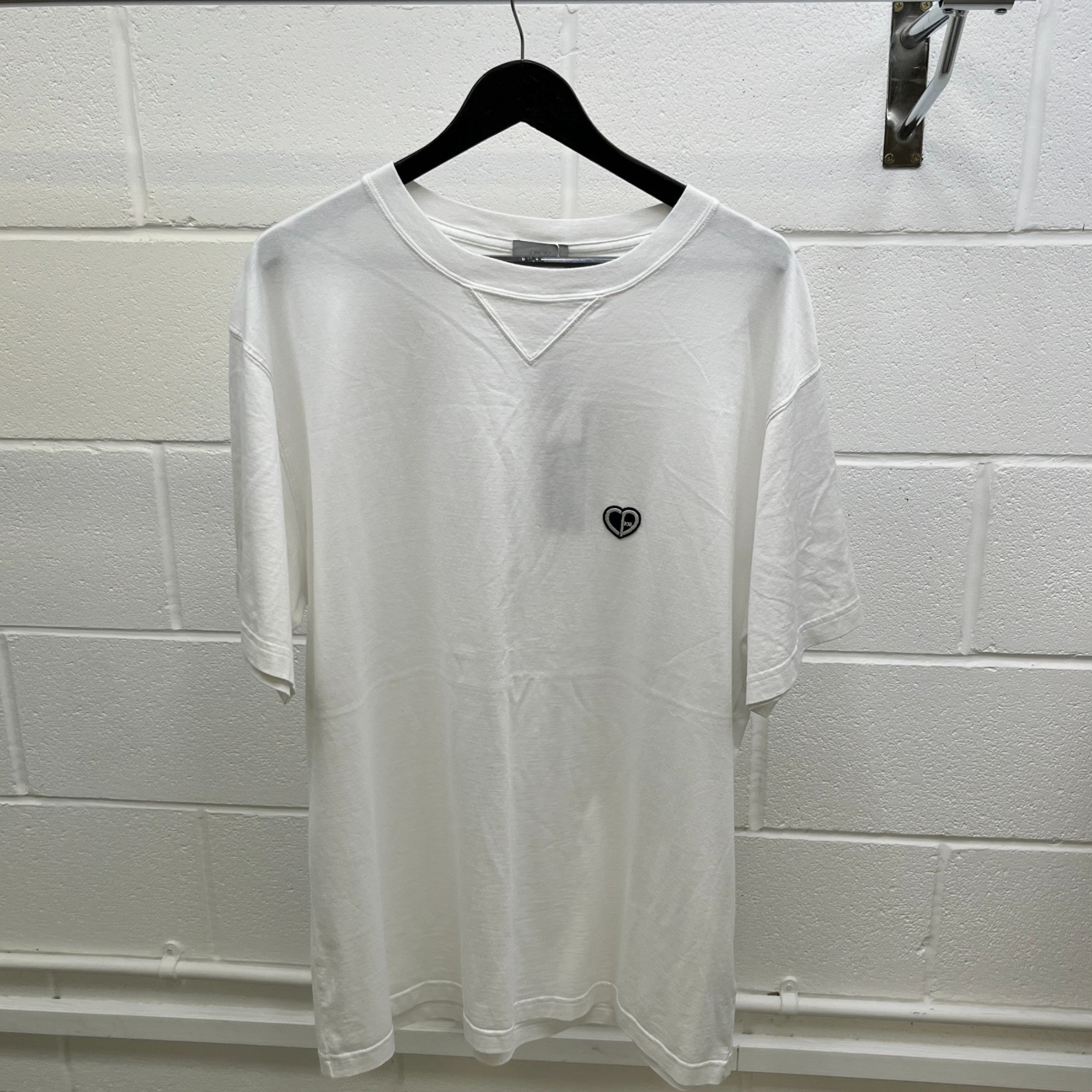 Men's Cd Heart Patch Logo T-Shirt White Size XXL