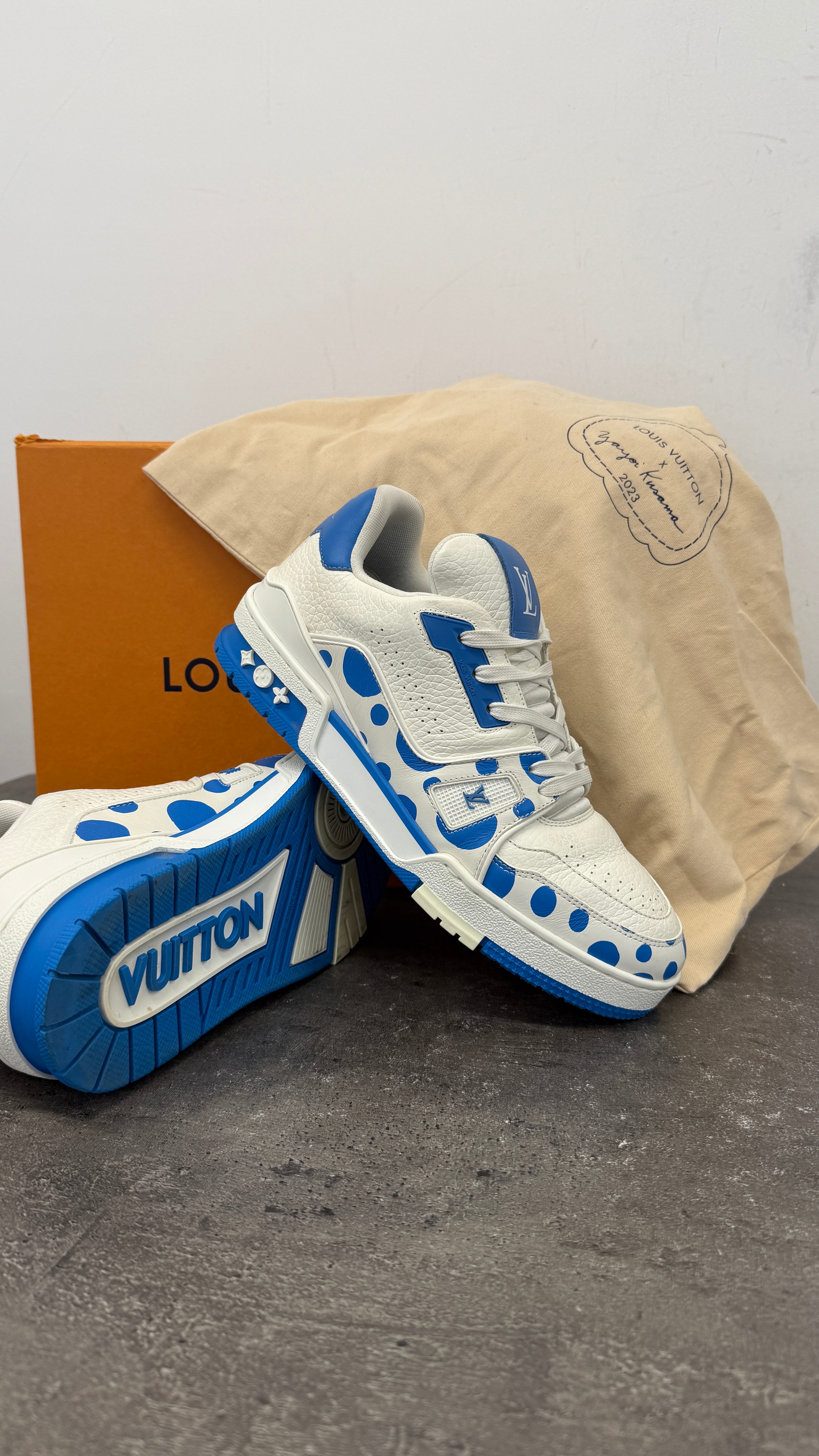 Men's Lv X Kusama Low Trainers Blue Size EU 39.5 / UK 5.5