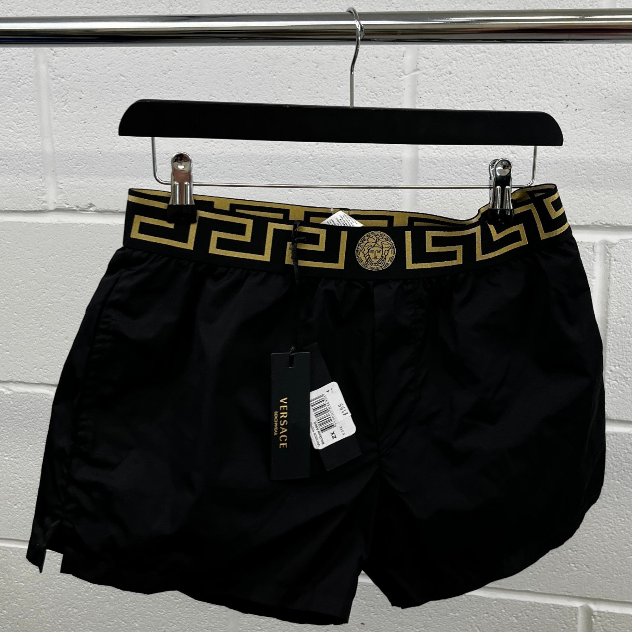 Men's Greca Border Swim Shorts Black Size M
