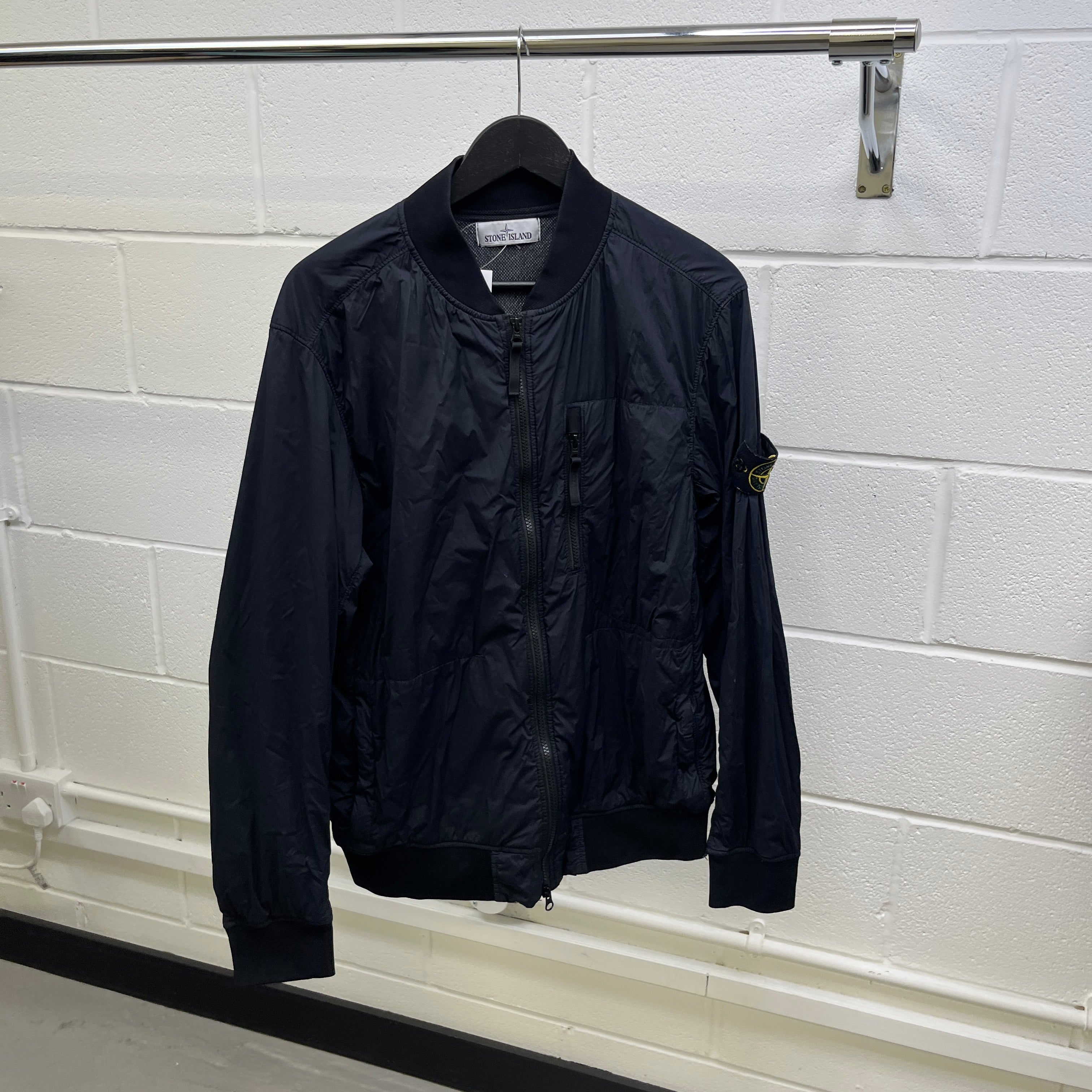 Men's Applique Logo Bomber Jacket Black Size M