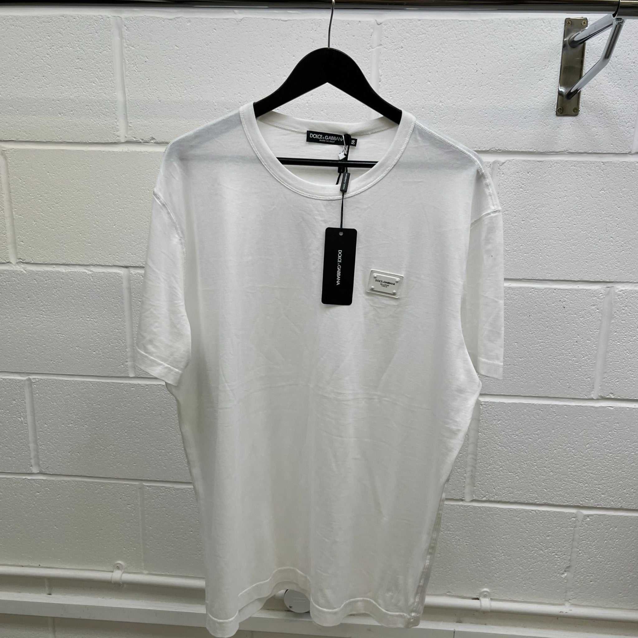 Men's Plaque Logo T-Shirt White Size 4XL