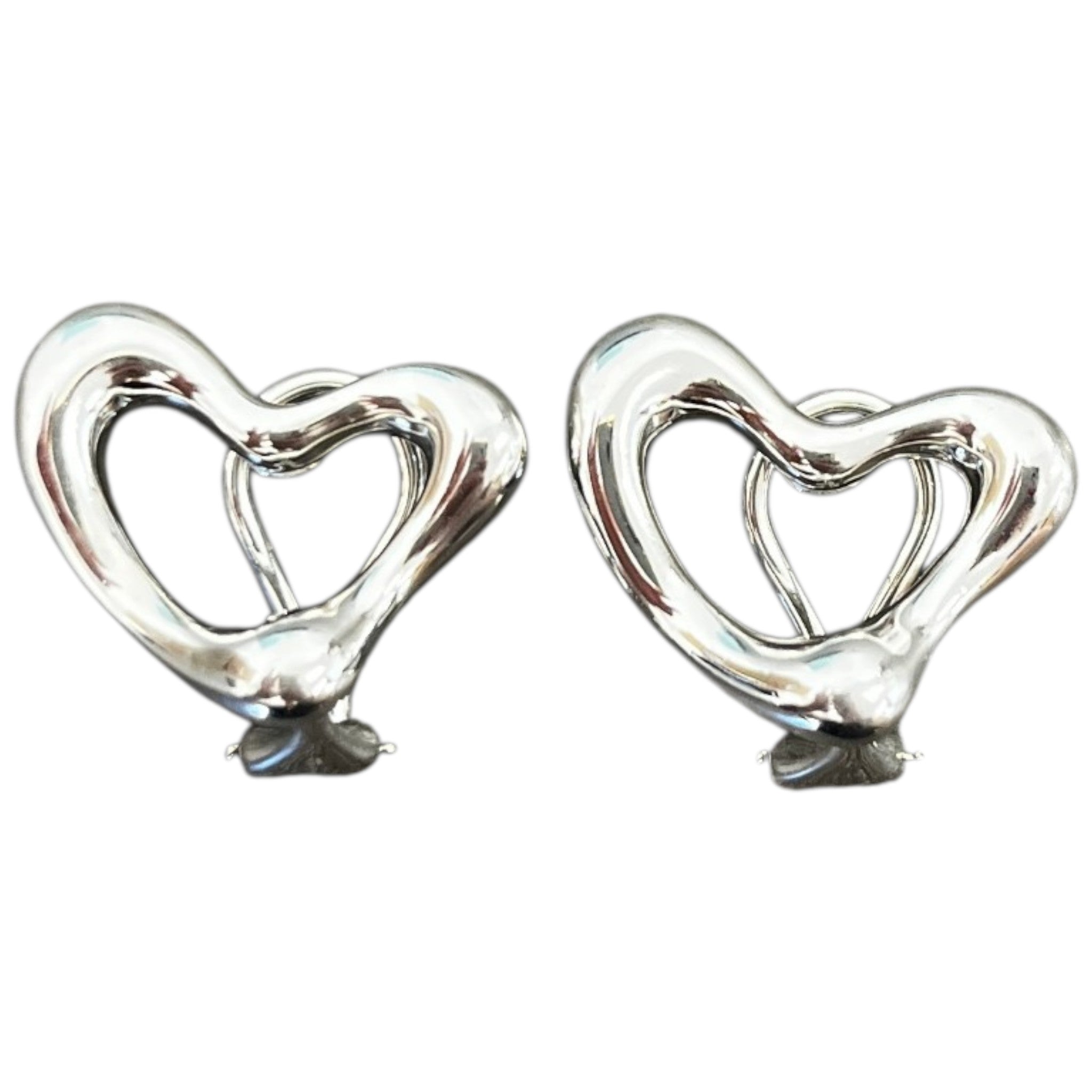 Women's Elsa Peretti Heart Clip On Earrings Silver