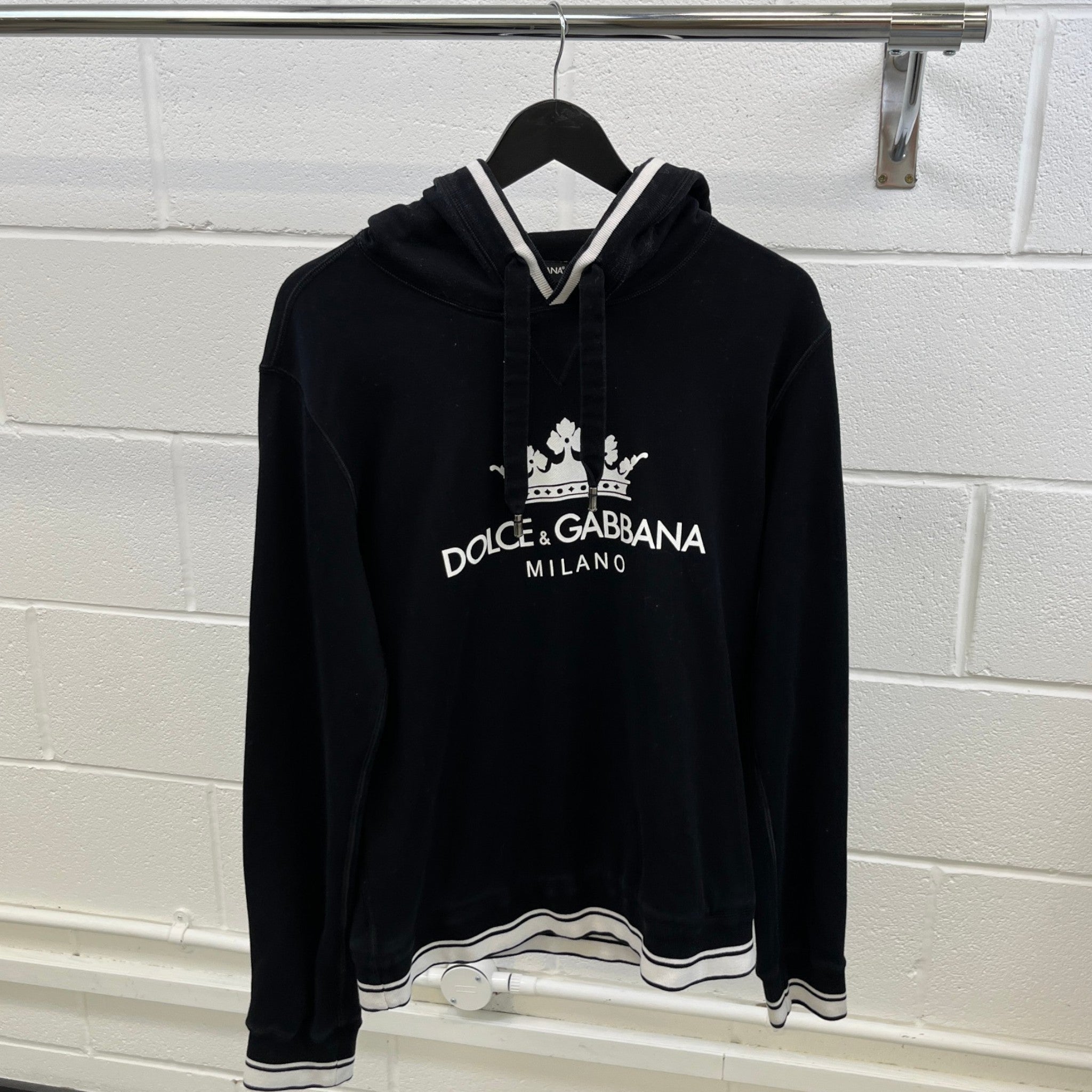 Men's Logo Print Hoodie Black Size IT 46 / UK S