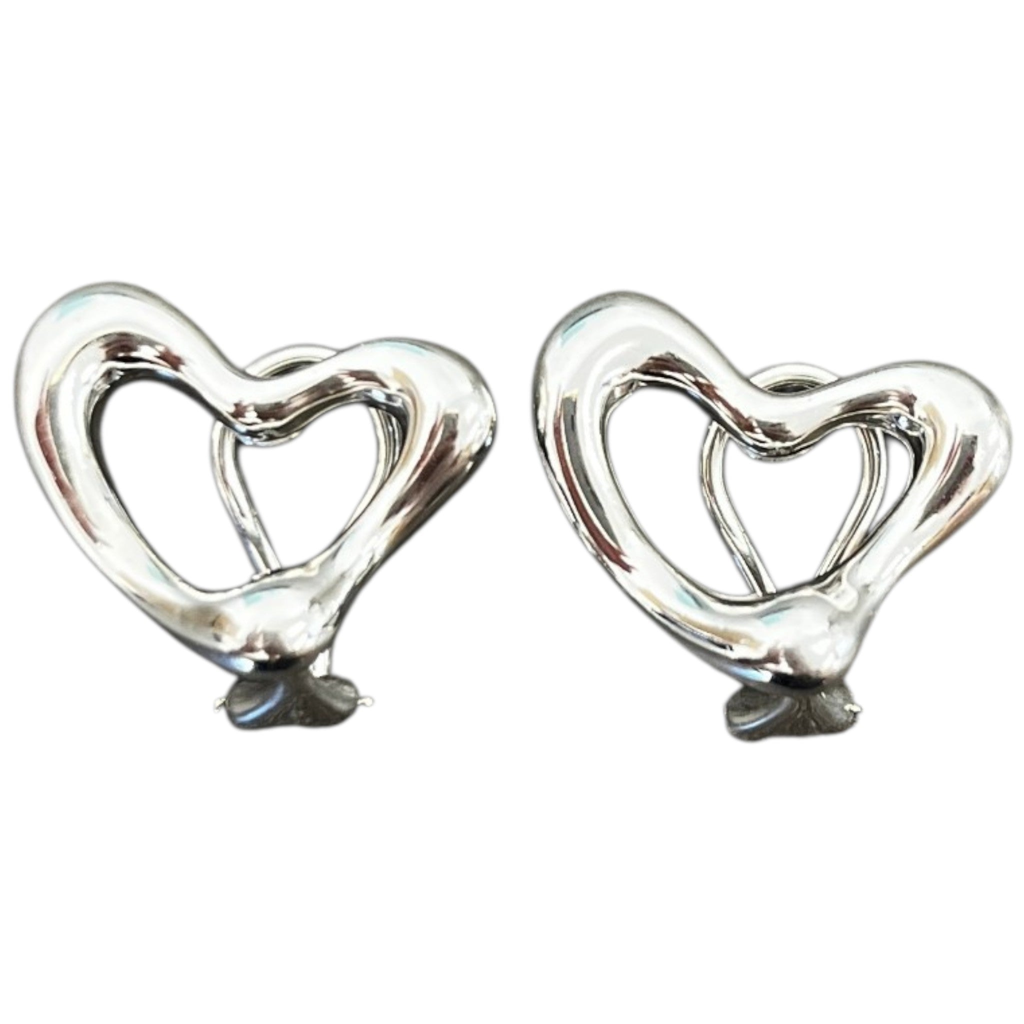 Women's Elsa Peretti Heart Clip On Earrings Silver